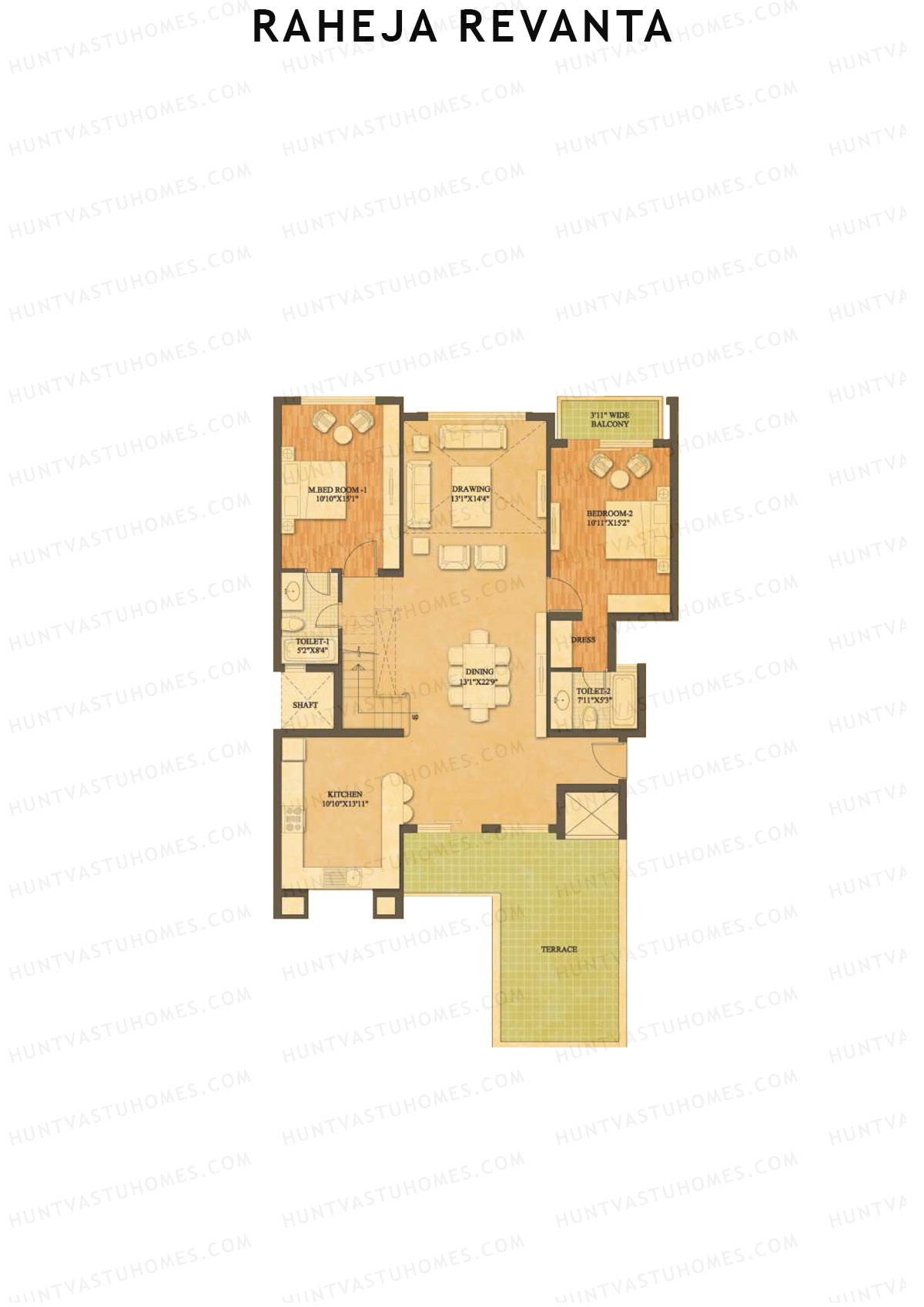 Raheja Revanta Block 1-4 Unit 1 (Penthouse) Floor Plan