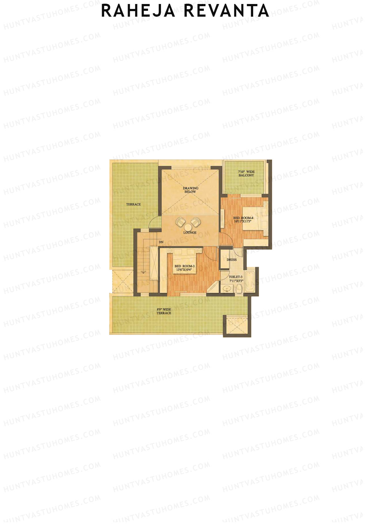 Raheja Revanta Block 1-4 Unit 1 (Penthouse) Floor Plan