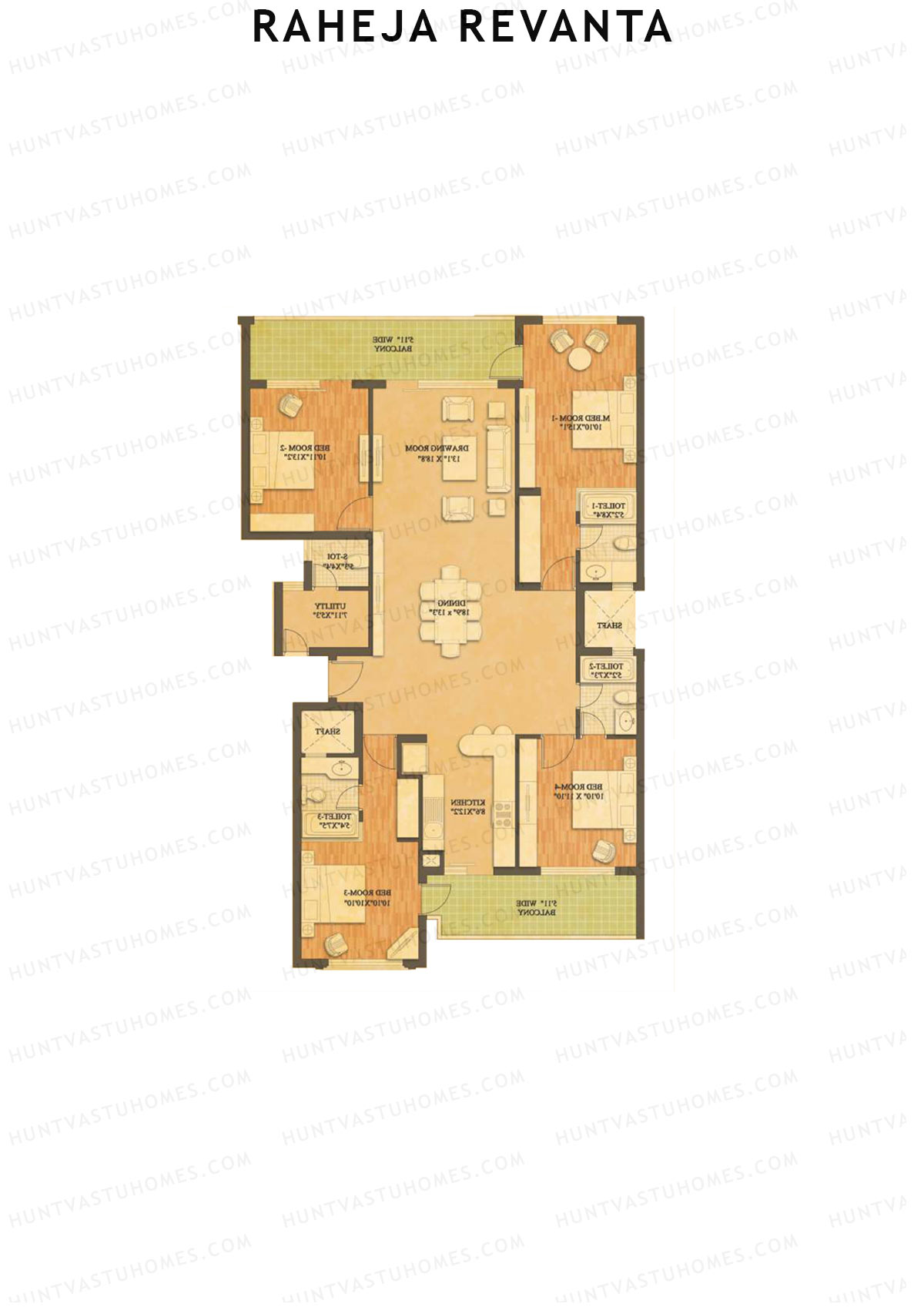 Raheja Revanta Block 1-4 Unit 8 Floor Plan