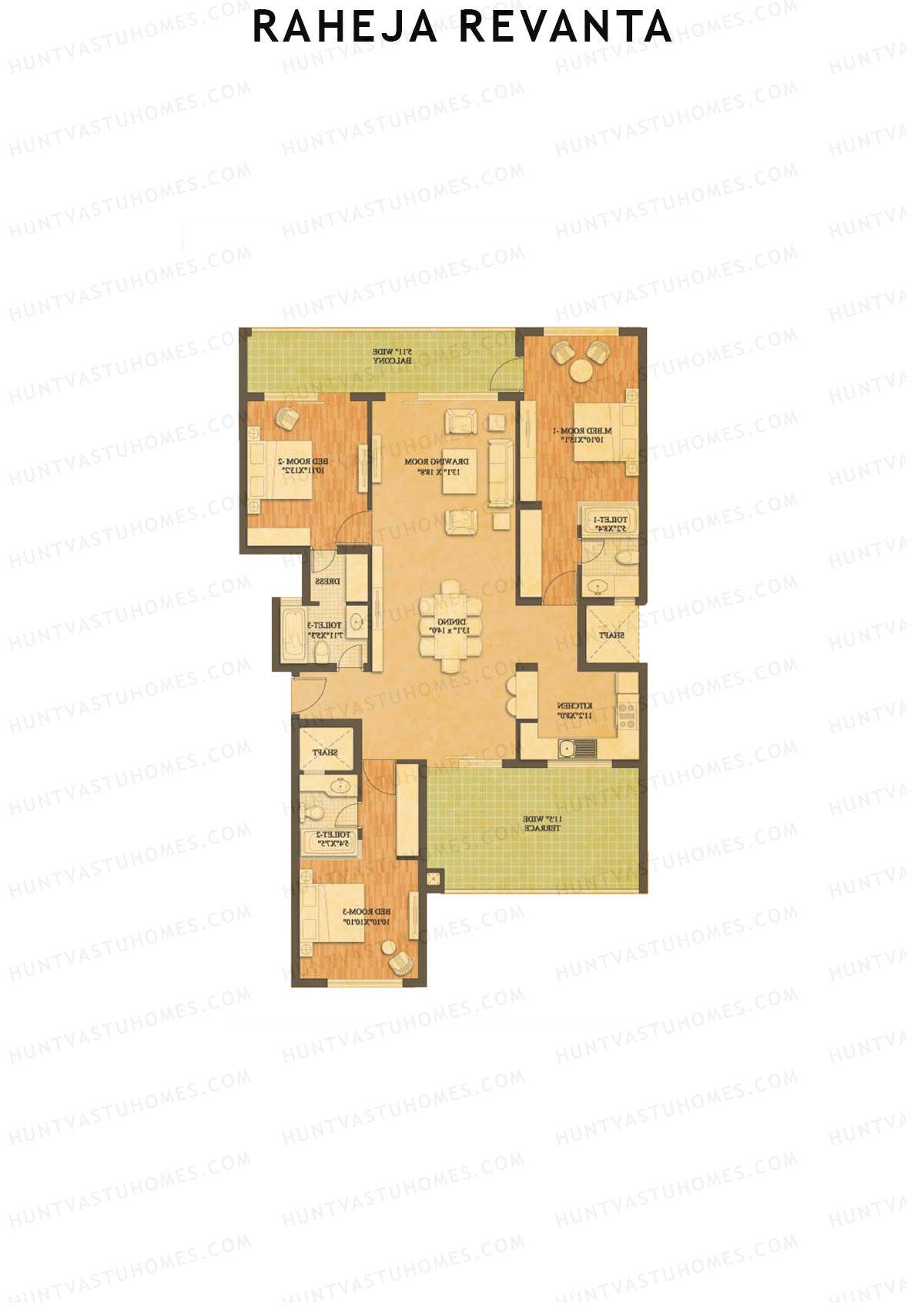 Raheja Revanta Block 1-4 Unit 8 Floor Plan