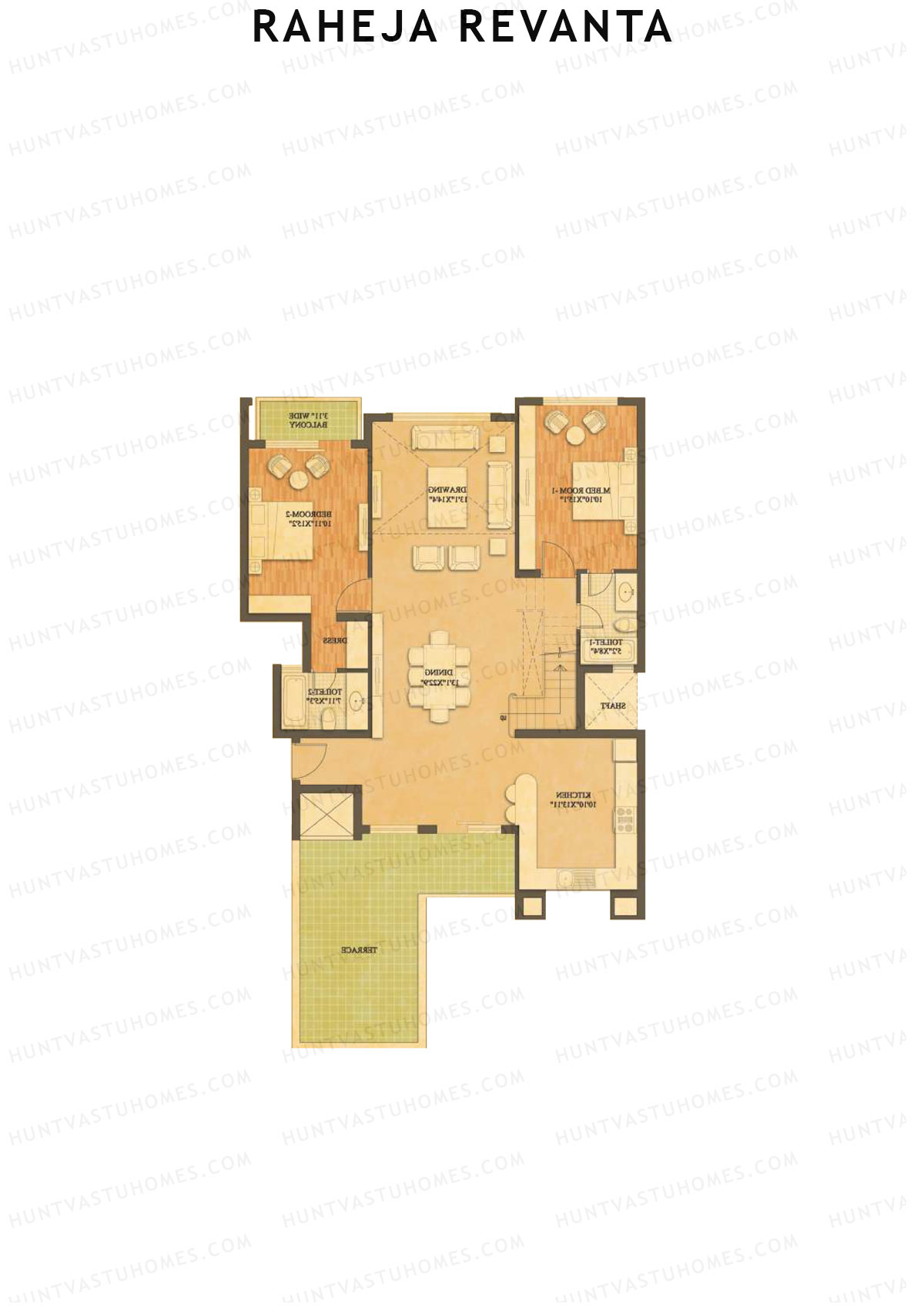 Raheja Revanta Block 1-4 Unit 8 (Penthouse) Floor Plan