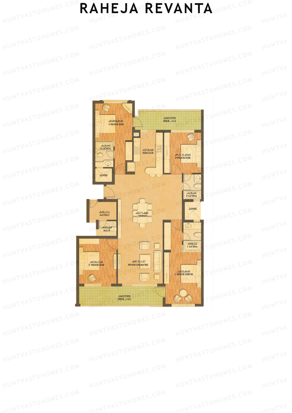 Raheja Revanta Block 16A-18 Unit 32B Floor Plan