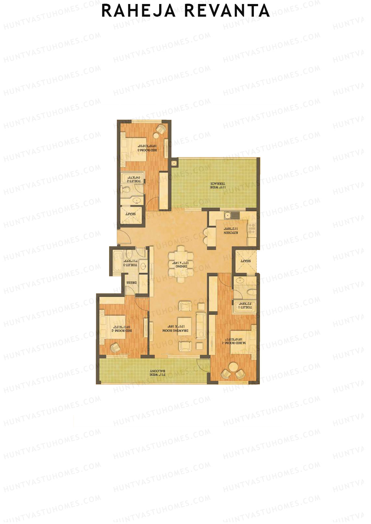 Raheja Revanta Block 16A-18 Unit 32B Floor Plan