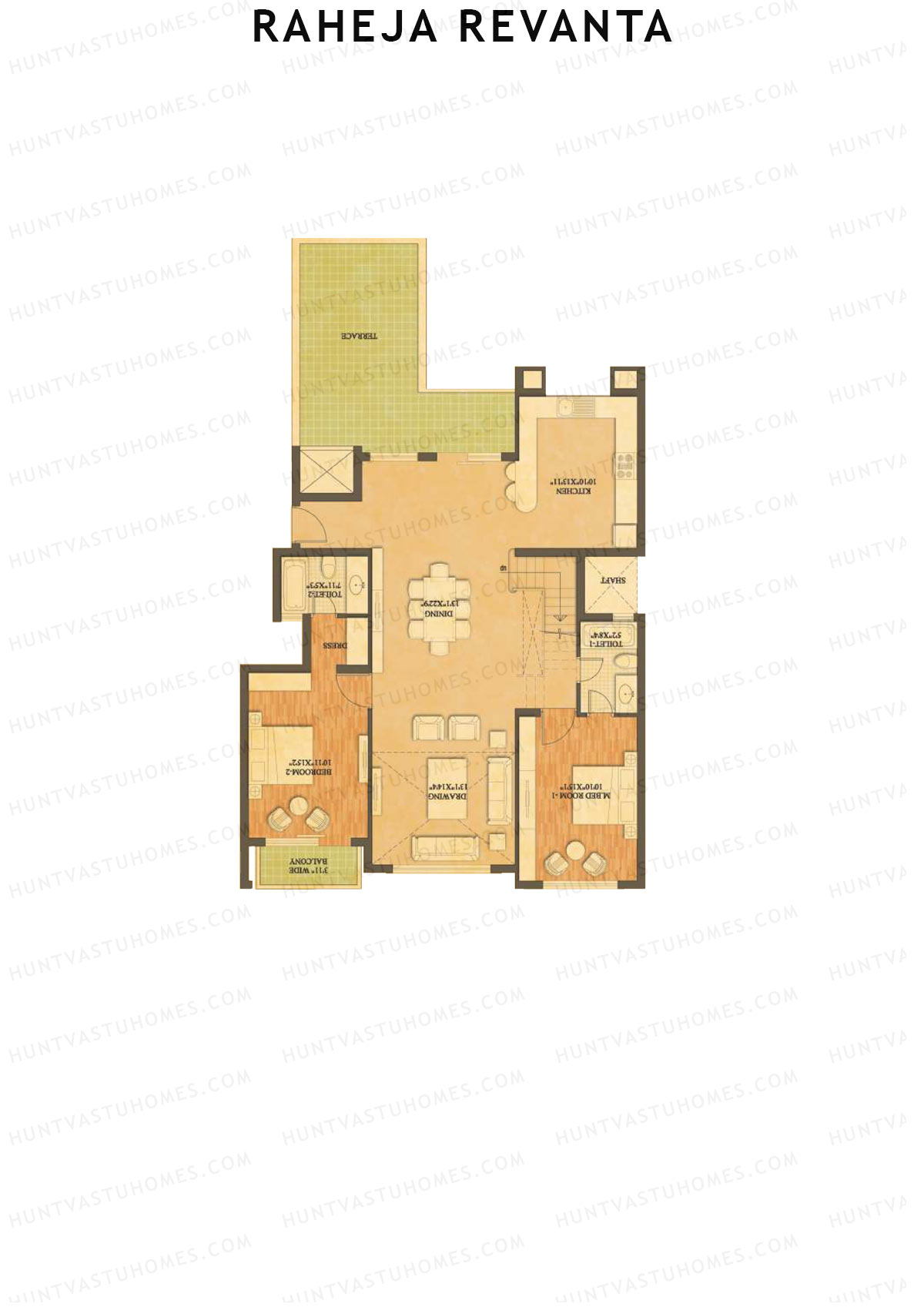 Raheja Revanta Block 16A-18 Unit 32B (Penthouse) Floor Plan