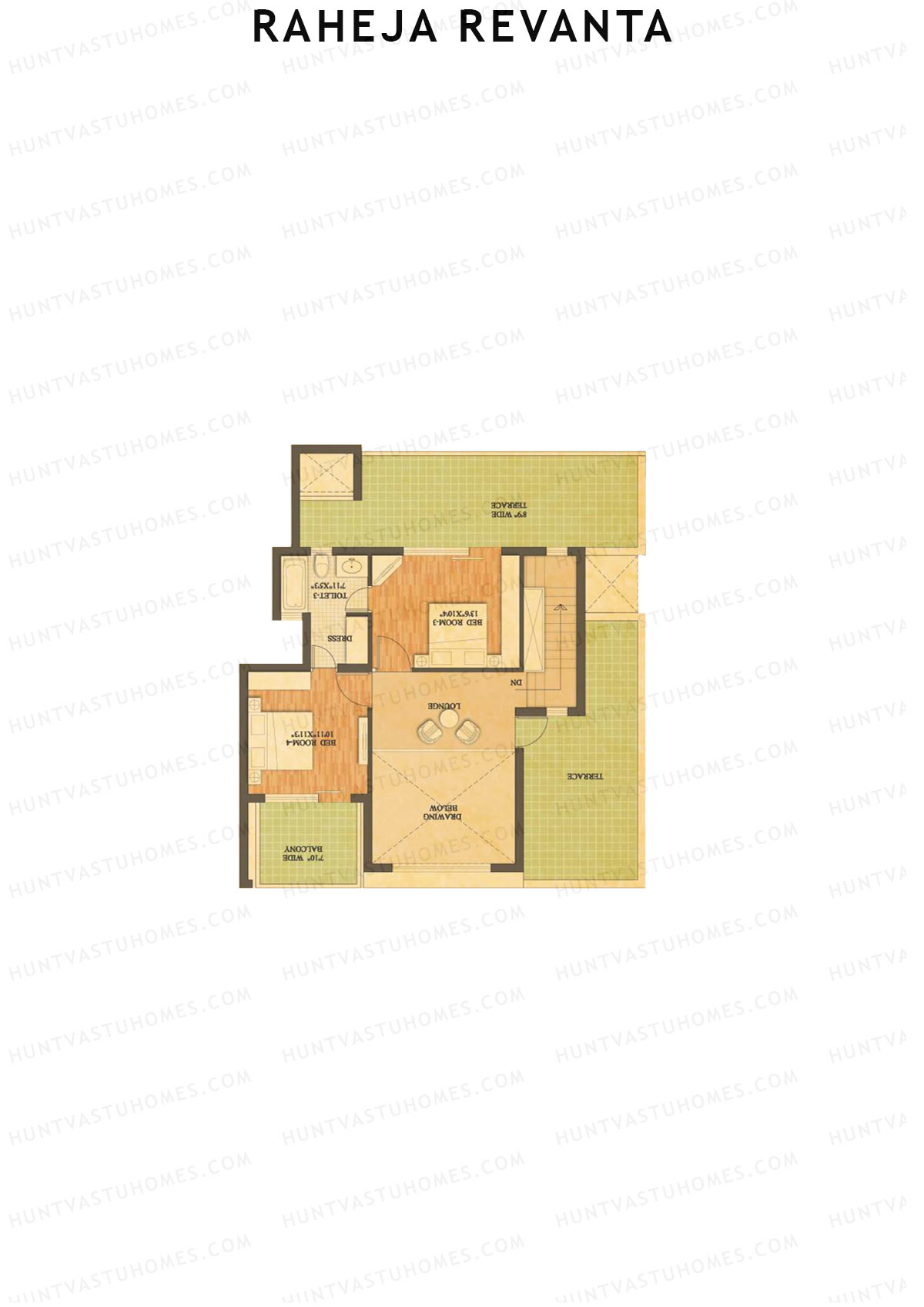 Raheja Revanta Block 16A-18 Unit 32B (Penthouse) Floor Plan