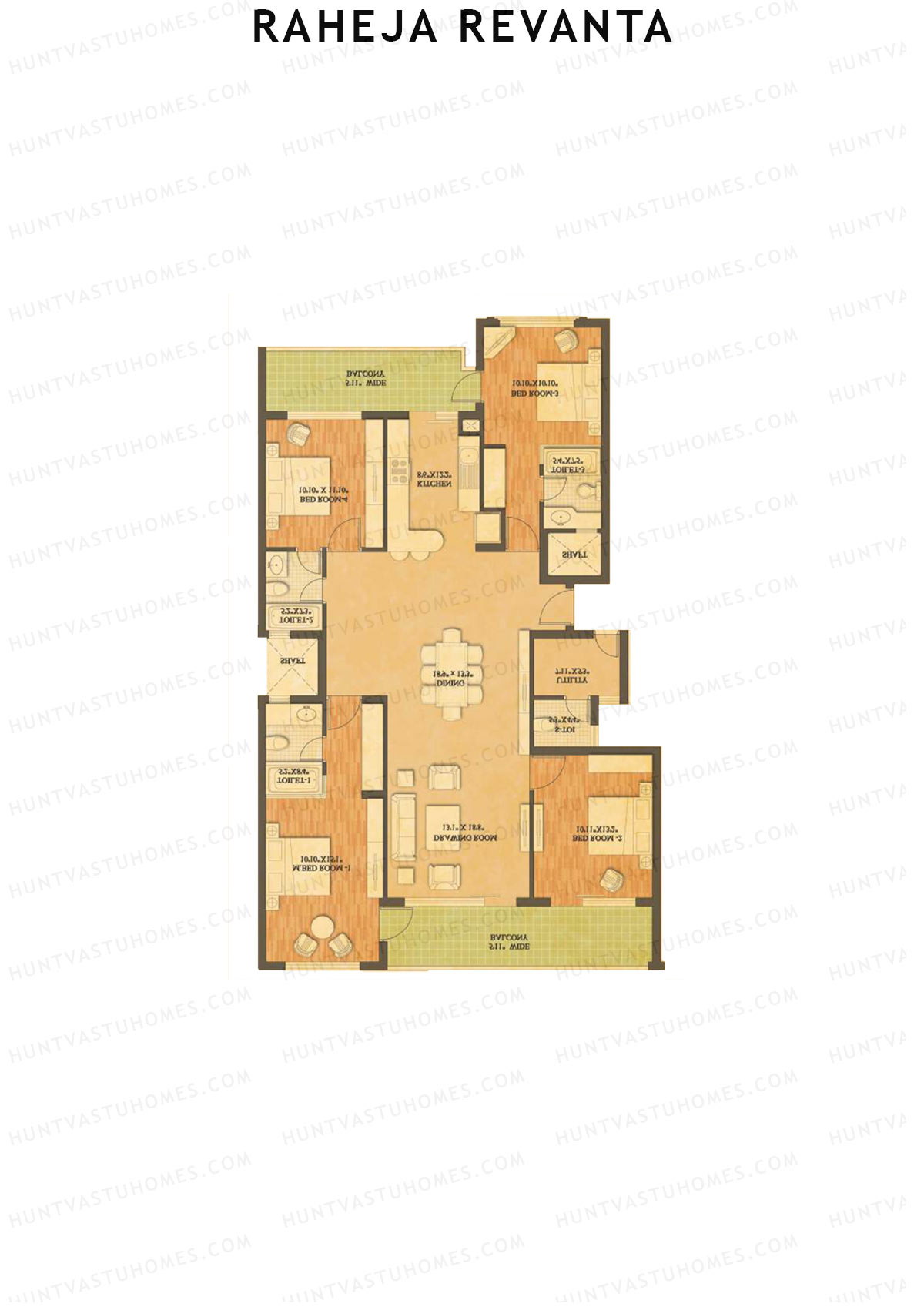 Raheja Revanta Block 5-10 Unit 13 Floor Plan