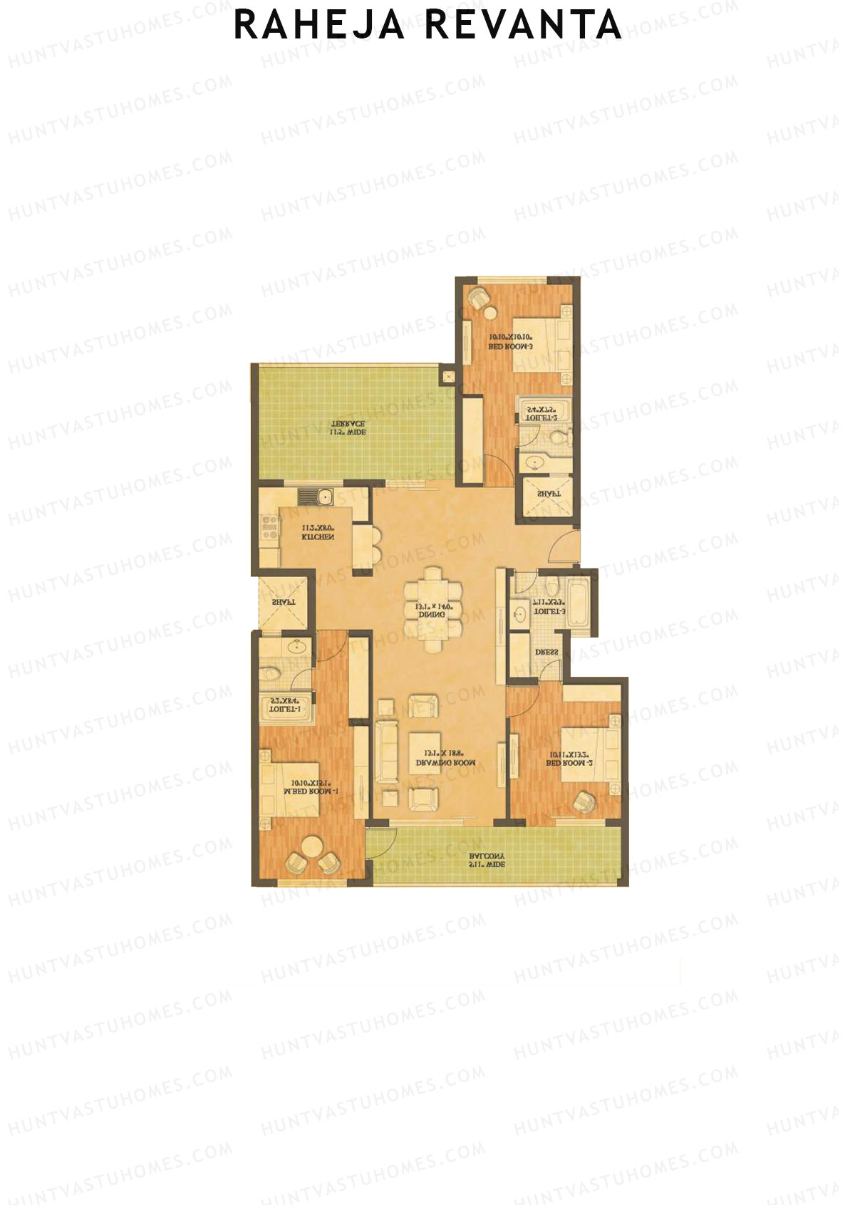 Raheja Revanta Block 5-10 Unit 13 Floor Plan