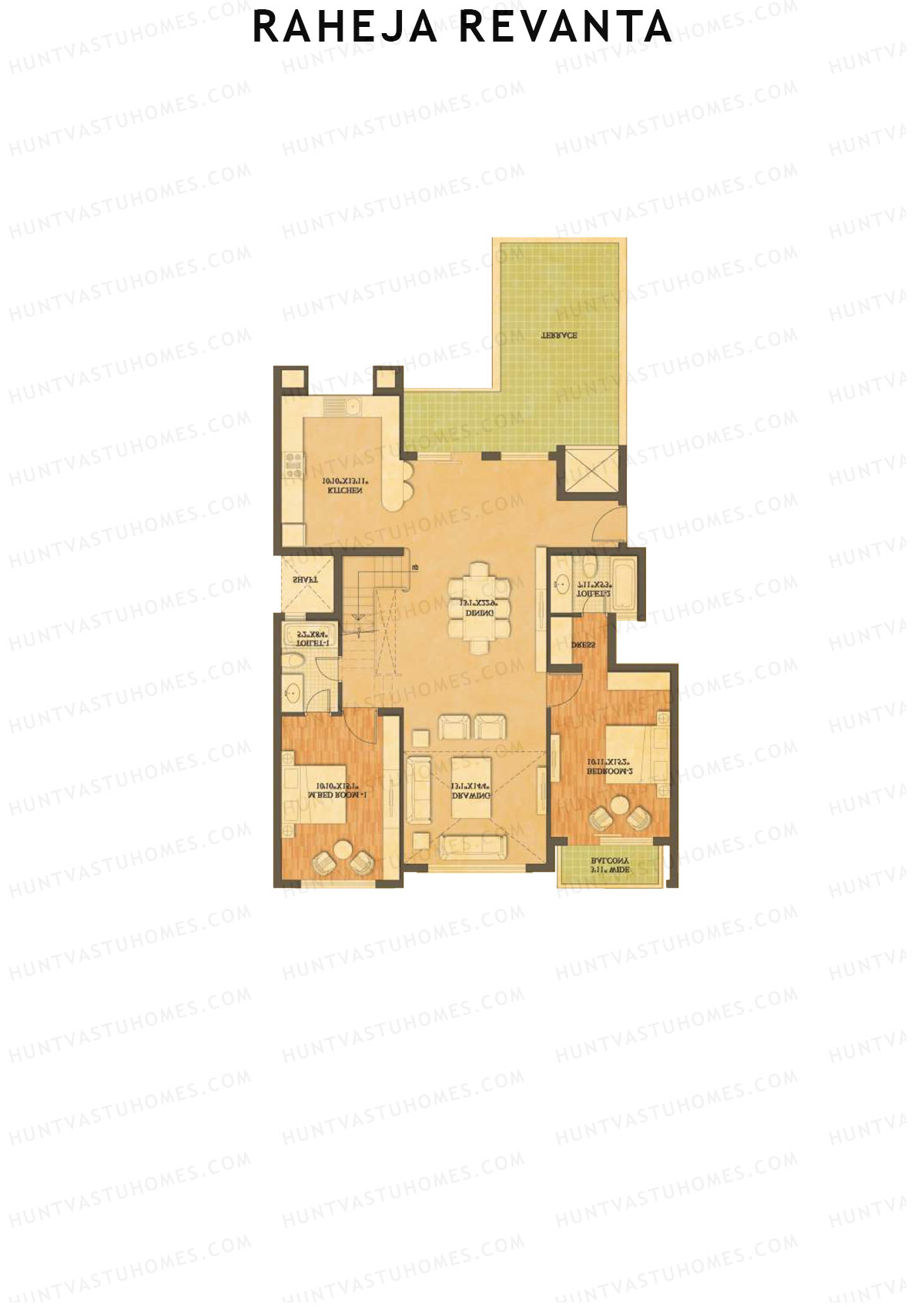Raheja Revanta Block 5-10 Unit 13 (Penthouse) Floor Plan