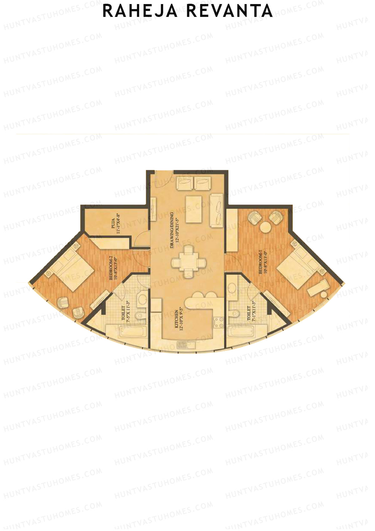 Raheja Revanta Tower C Unit 3 Floor Plan