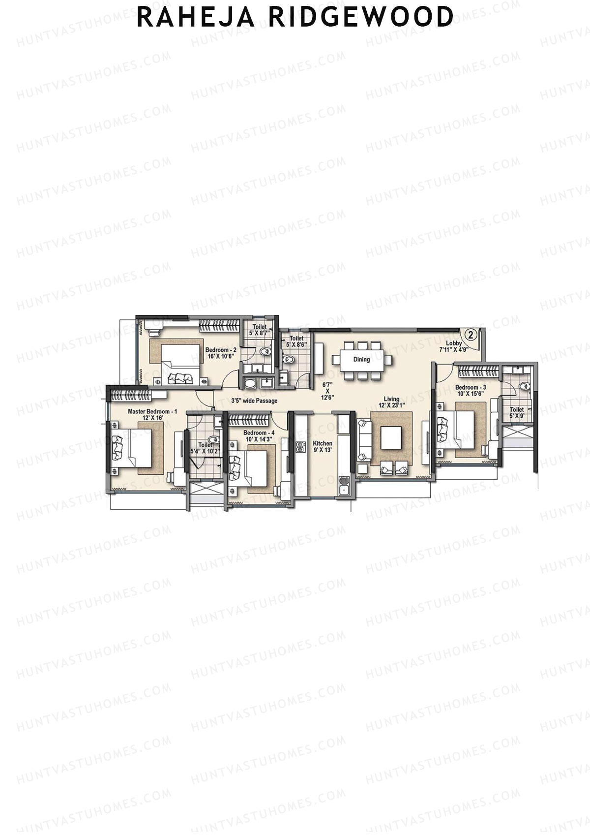 Raheja Ridgewood Wing A Unit 2 Floor Plan