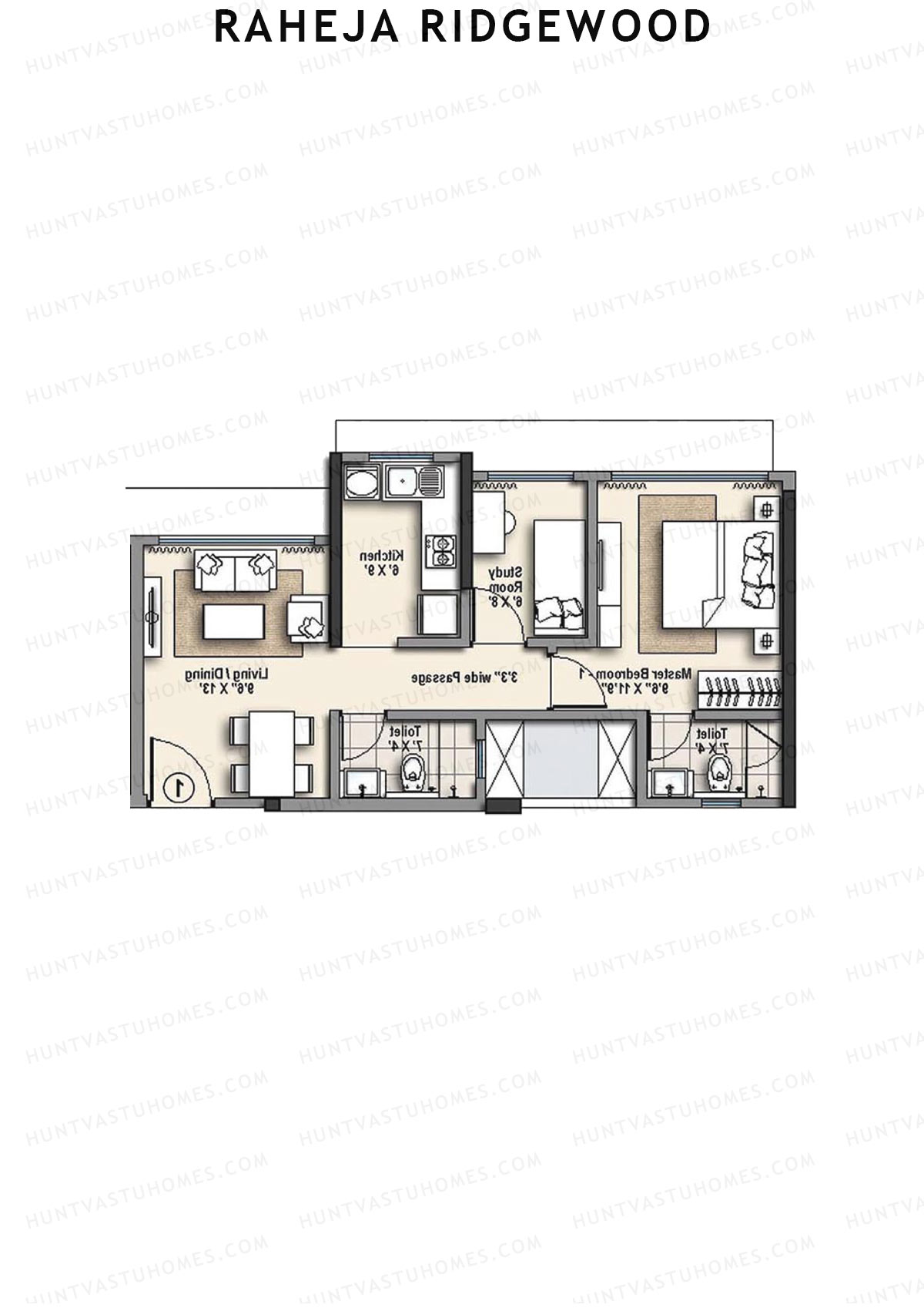 Raheja Ridgewood Wing B Unit 2 Floor Plan