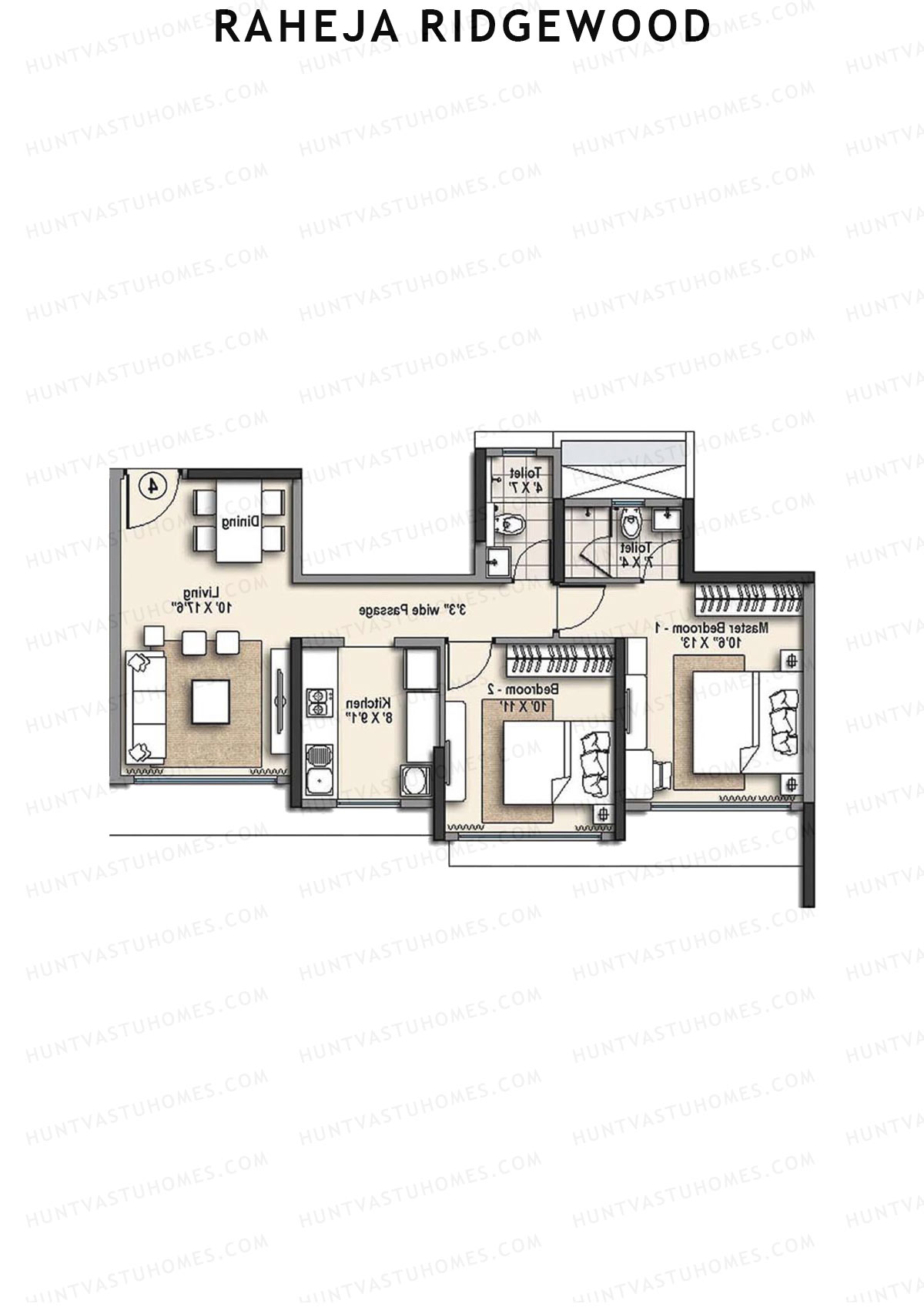 Raheja Ridgewood Wing B Unit 3 Floor Plan
