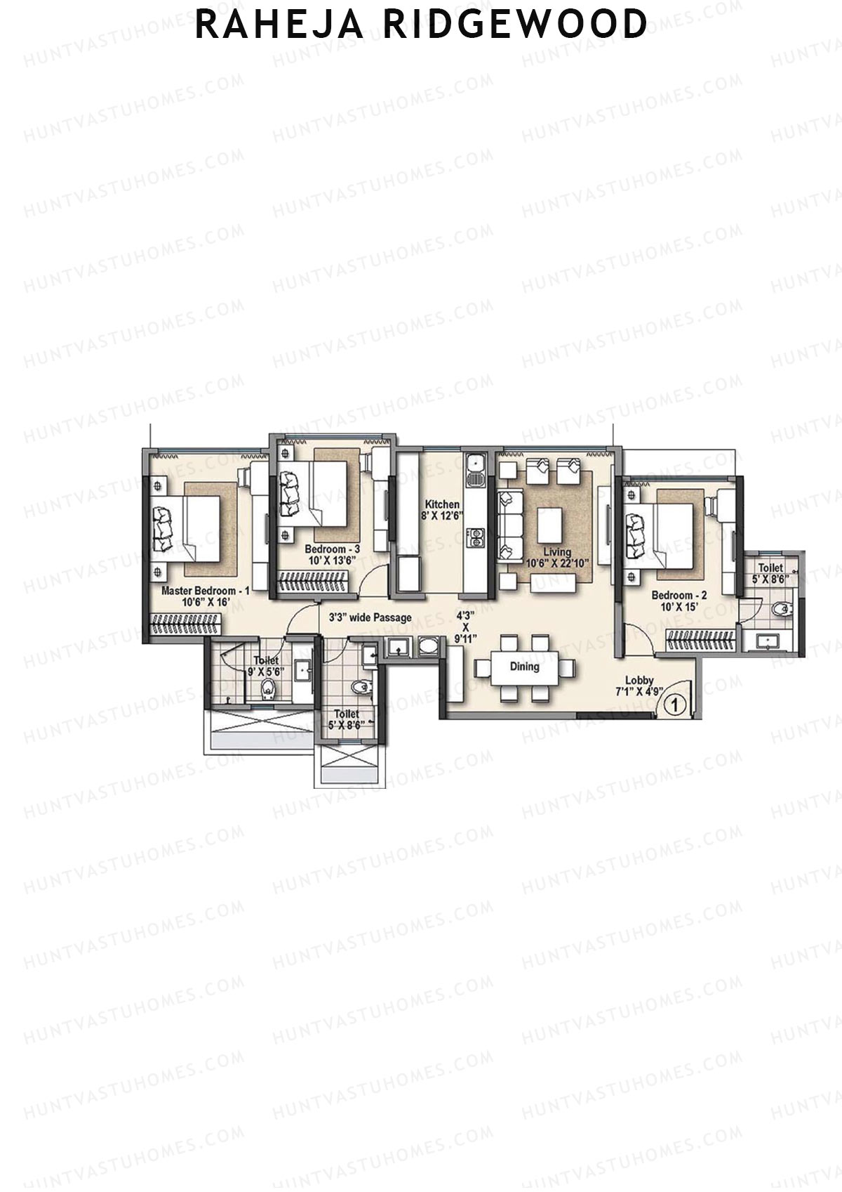 Raheja Ridgewood Wing C Unit 1 Floor Plan