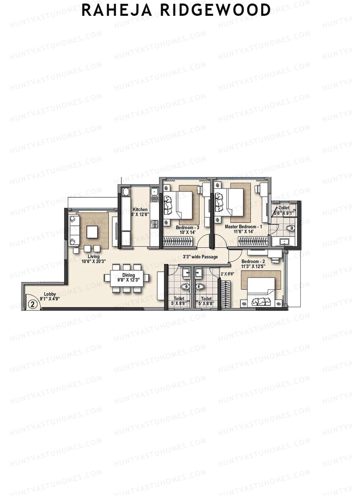 Raheja Ridgewood Wing C Unit 2 Floor Plan