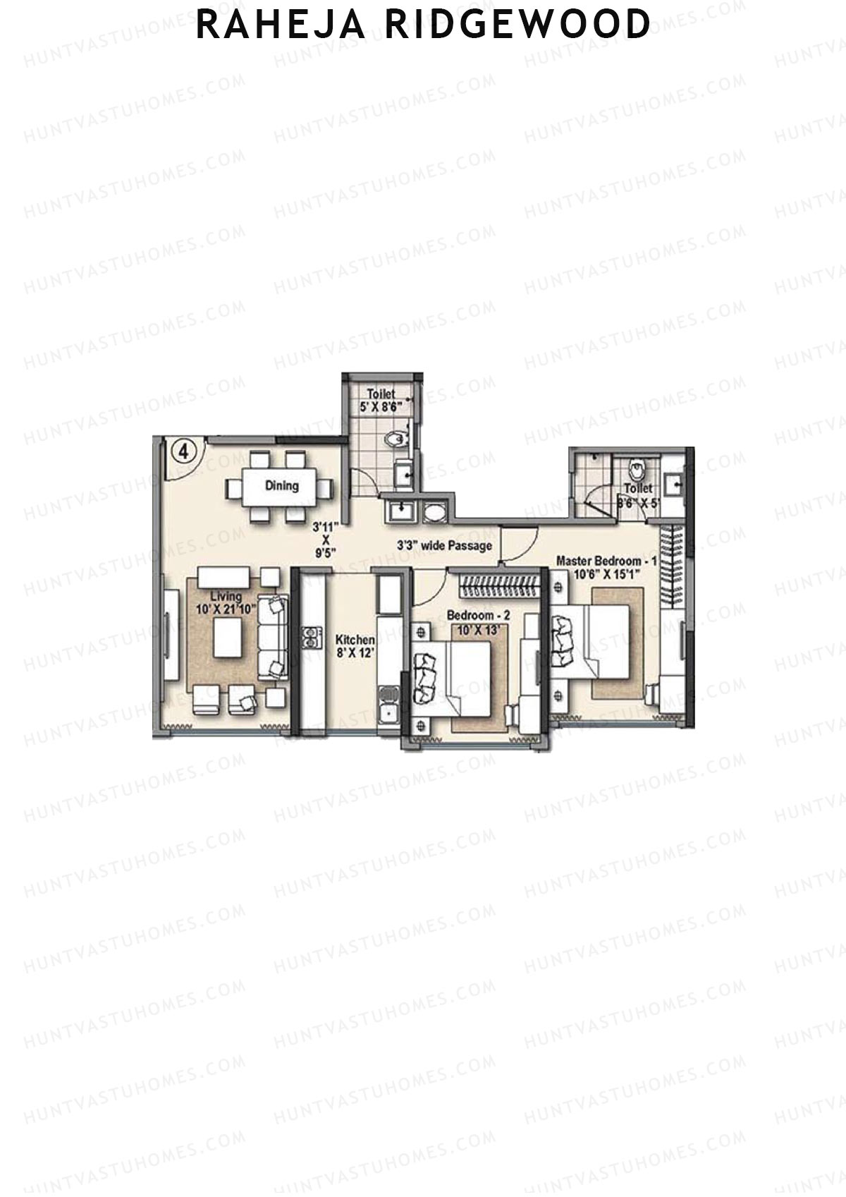 Raheja Ridgewood Wing C Unit 4 Floor Plan