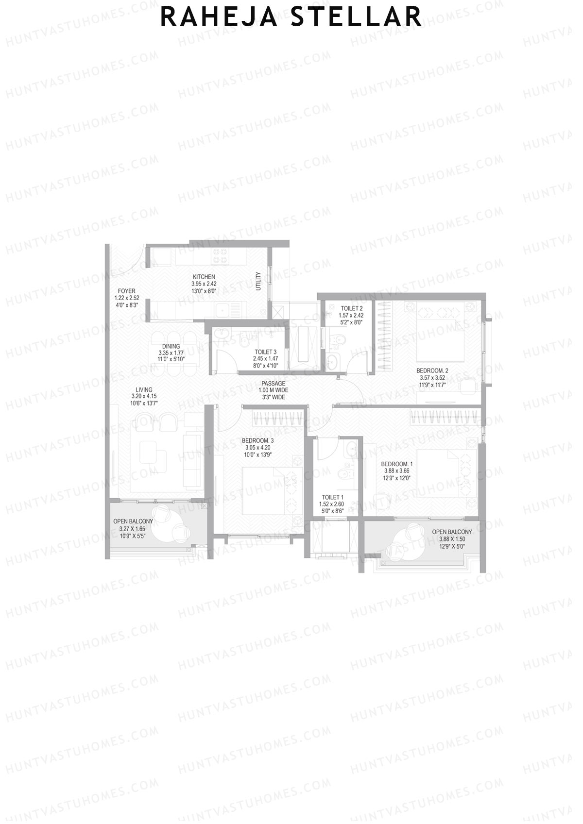 Raheja Stellar Tower 11 Unit 3 Floor Plan
