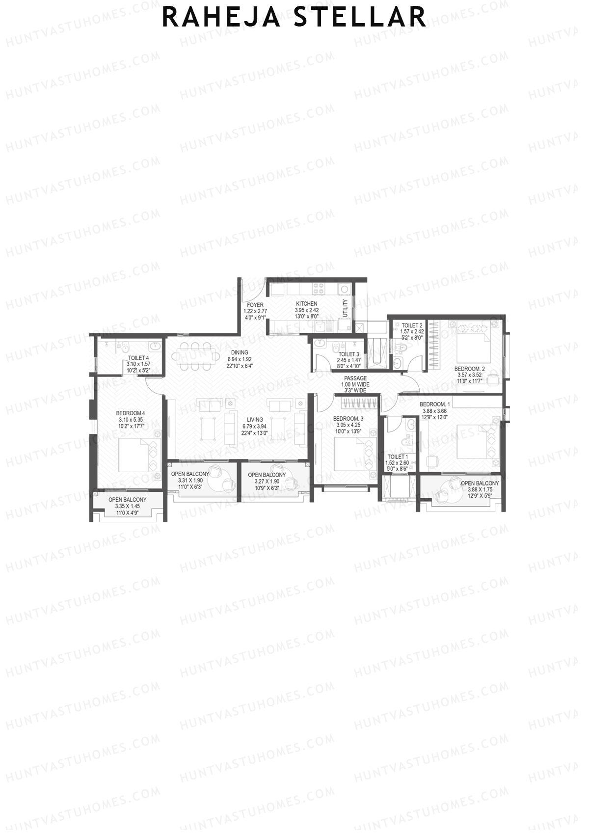 Raheja Stellar Tower 11 Unit 3 Floor Plan