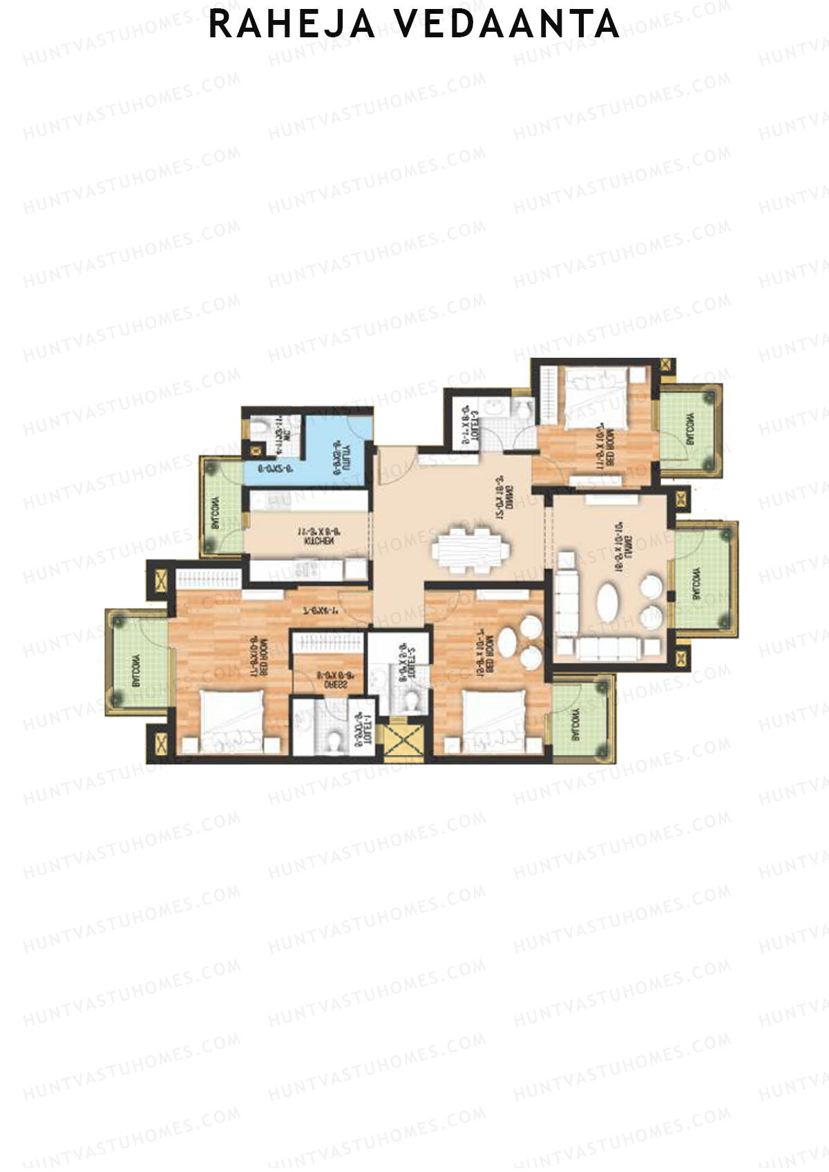 Raheja Vedaanta Block 12A-14 Unit 12A Floor Plan