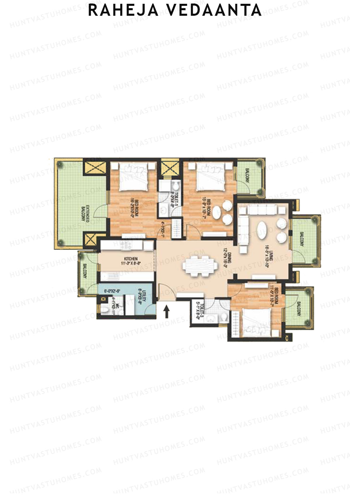 Raheja Vedaanta Block 12A-14 Unit 14 Floor Plan
