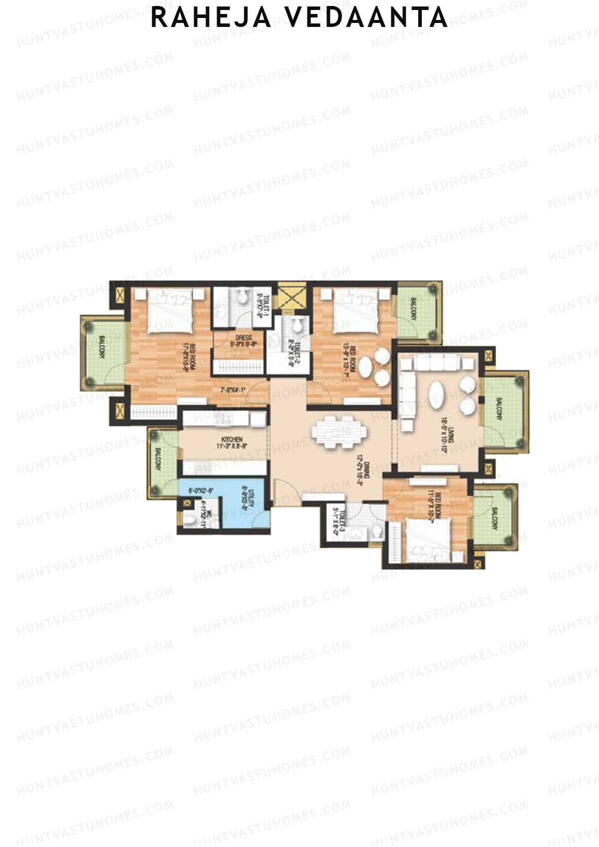 Raheja Vedaanta Block 12A-14 Unit 14 Floor Plan