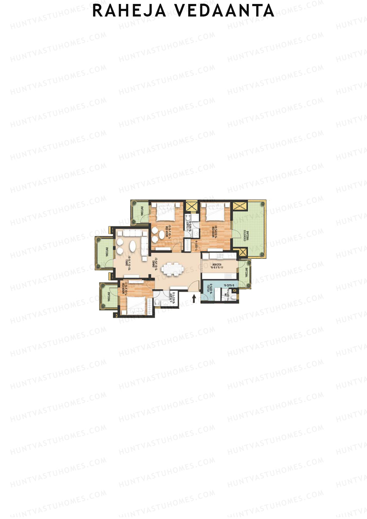 Raheja Vedaanta Block 15-18 Unit 16 Floor Plan