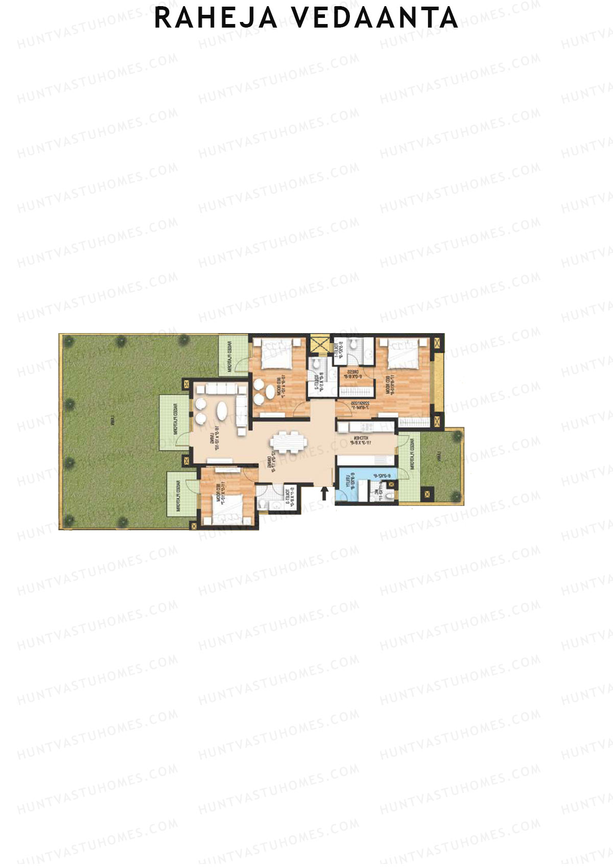 Raheja Vedaanta Block 15-18 Unit 16 Floor Plan