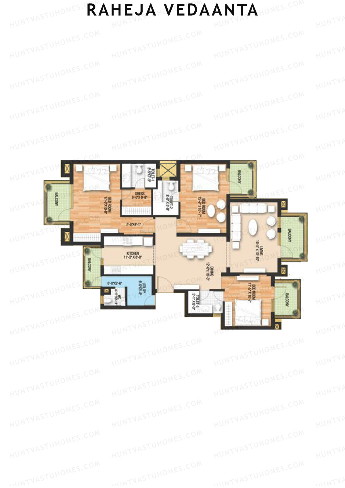Raheja Vedaanta Block 1-12 Unit 10 Floor Plan