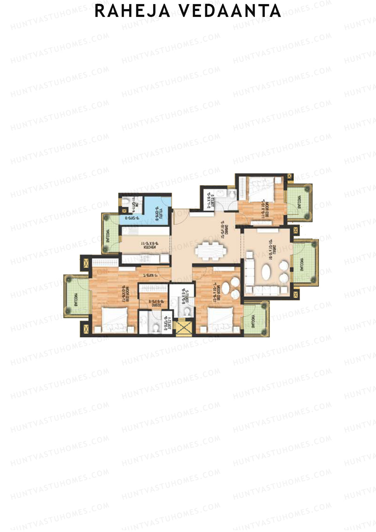 Raheja Vedaanta Block 1-12 Unit 1 Floor Plan