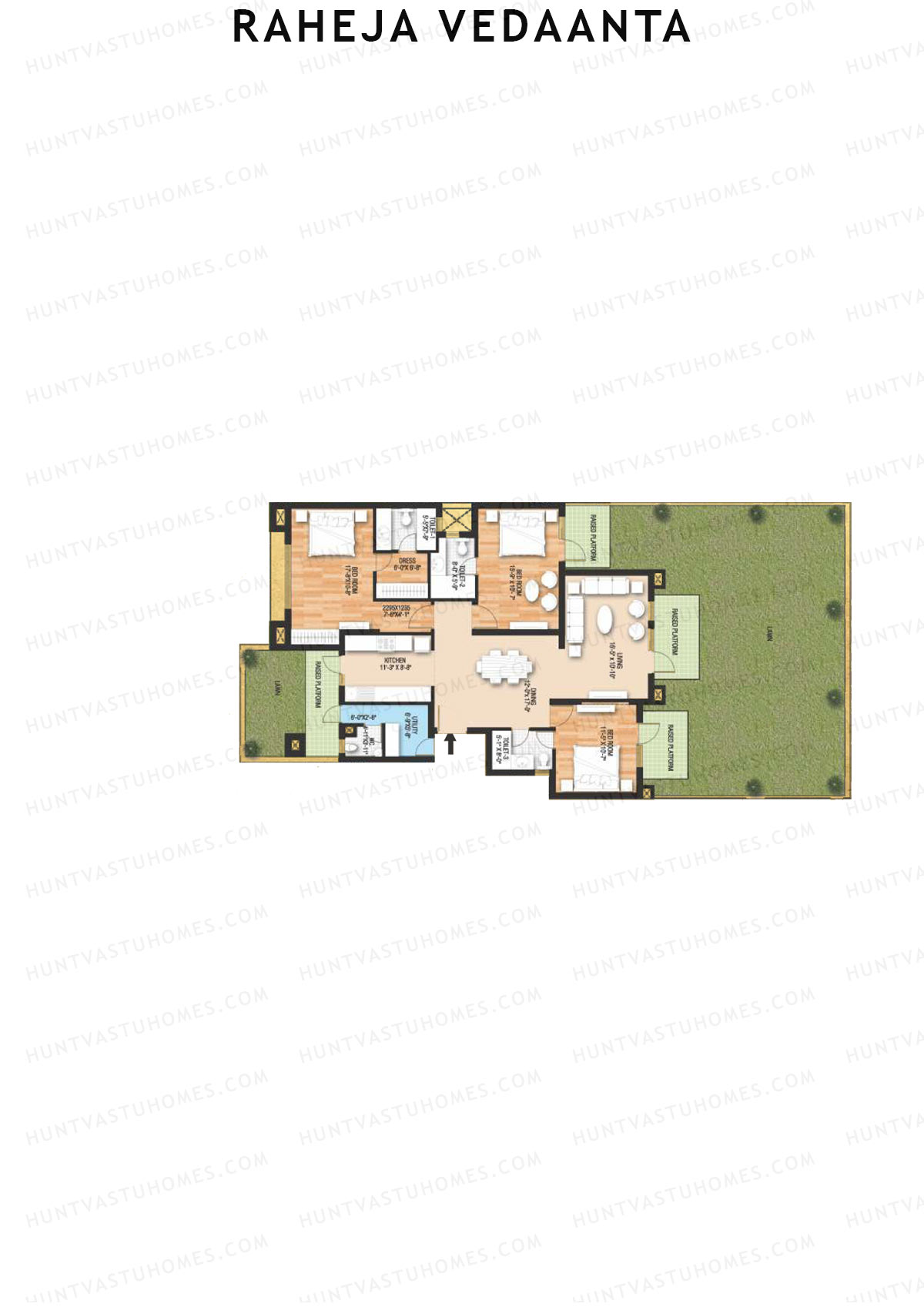 Raheja Vedaanta Block 1-12 Unit 2 Floor Plan