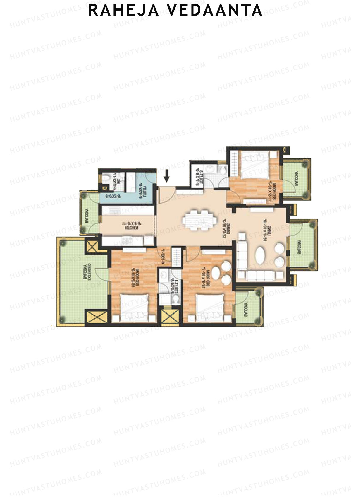 Raheja Vedaanta Block 1-12 Unit 3 Floor Plan