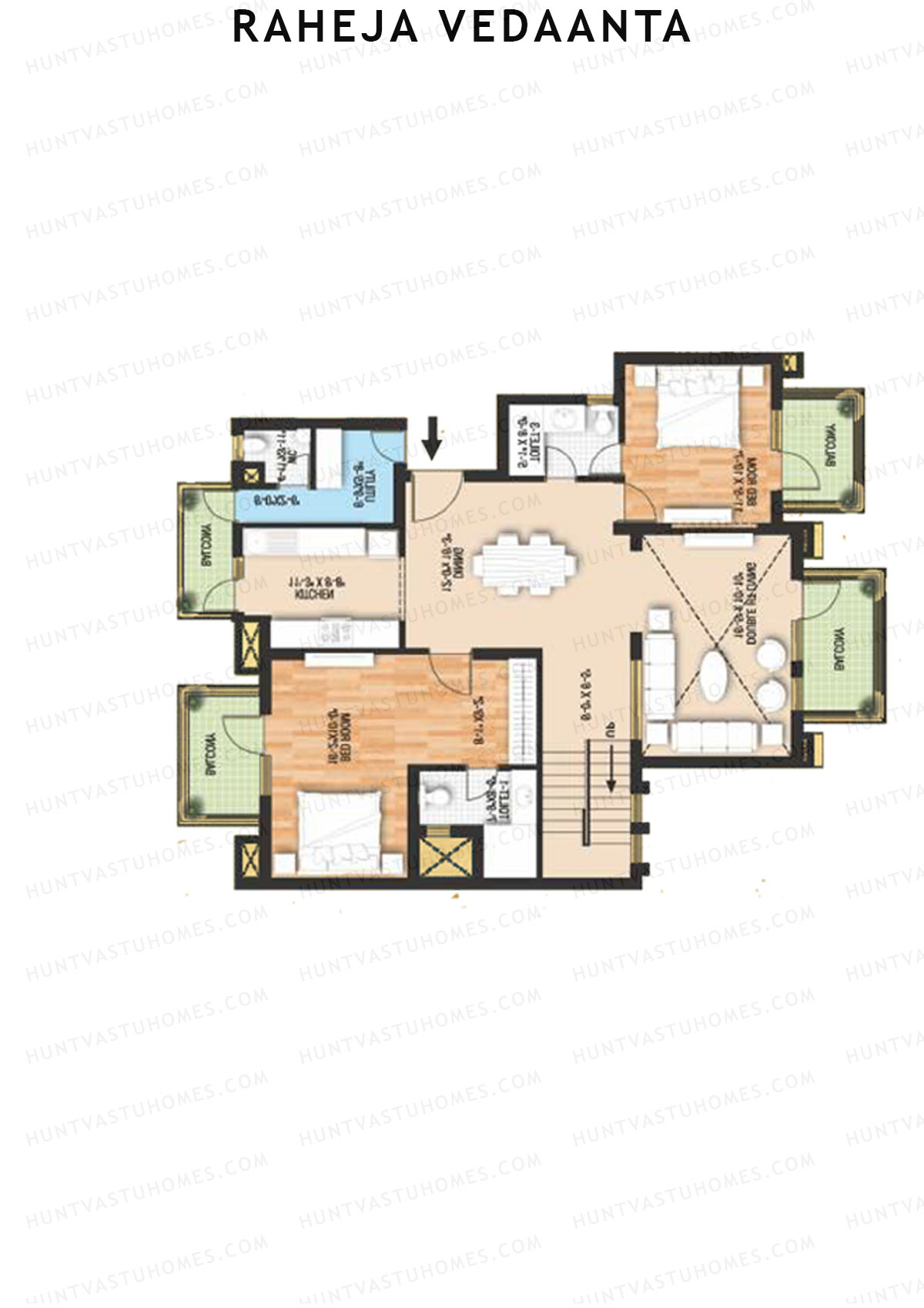 Raheja Vedaanta Block 1-12 Unit 7 (Duplex ) Floor Plan