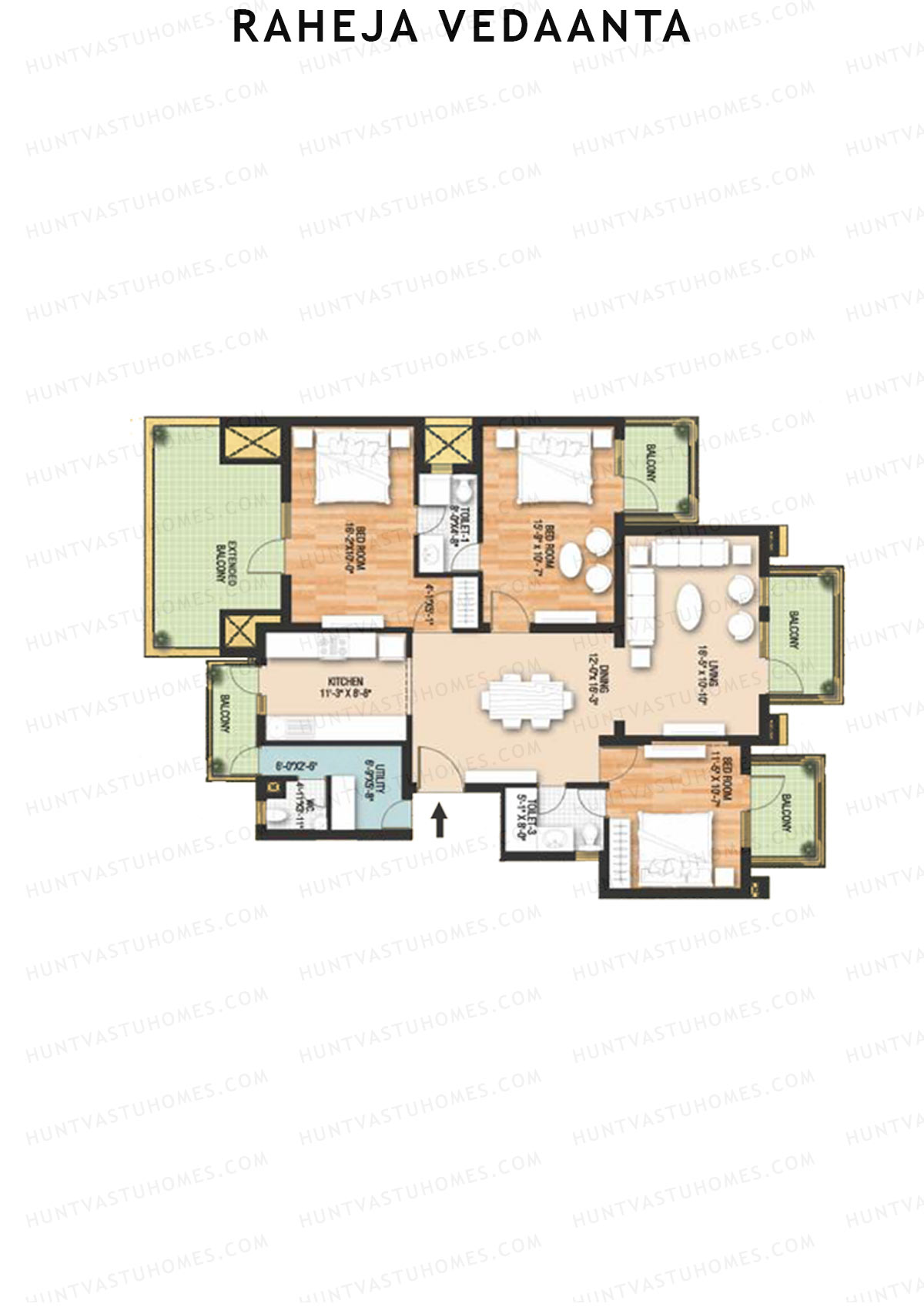 Raheja Vedaanta Block 1-12 Unit 8 Floor Plan