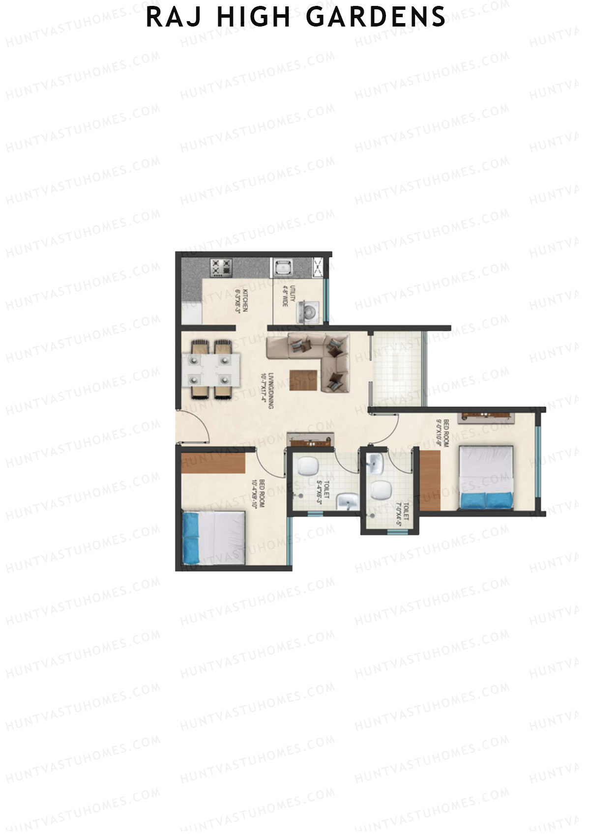 Raj High Gardens Wing A Unit 2  Floor Plan