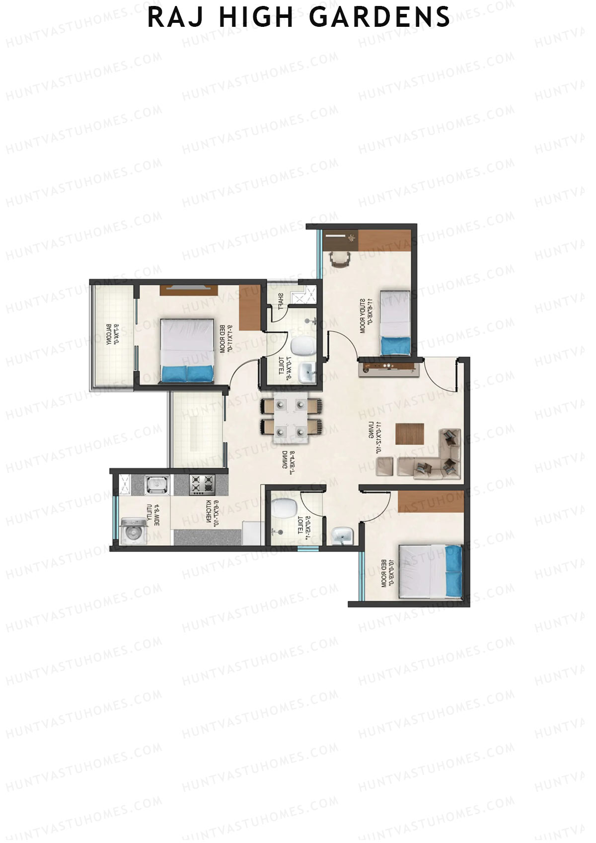 Raj High Gardens Wing C Unit 3  Floor Plan