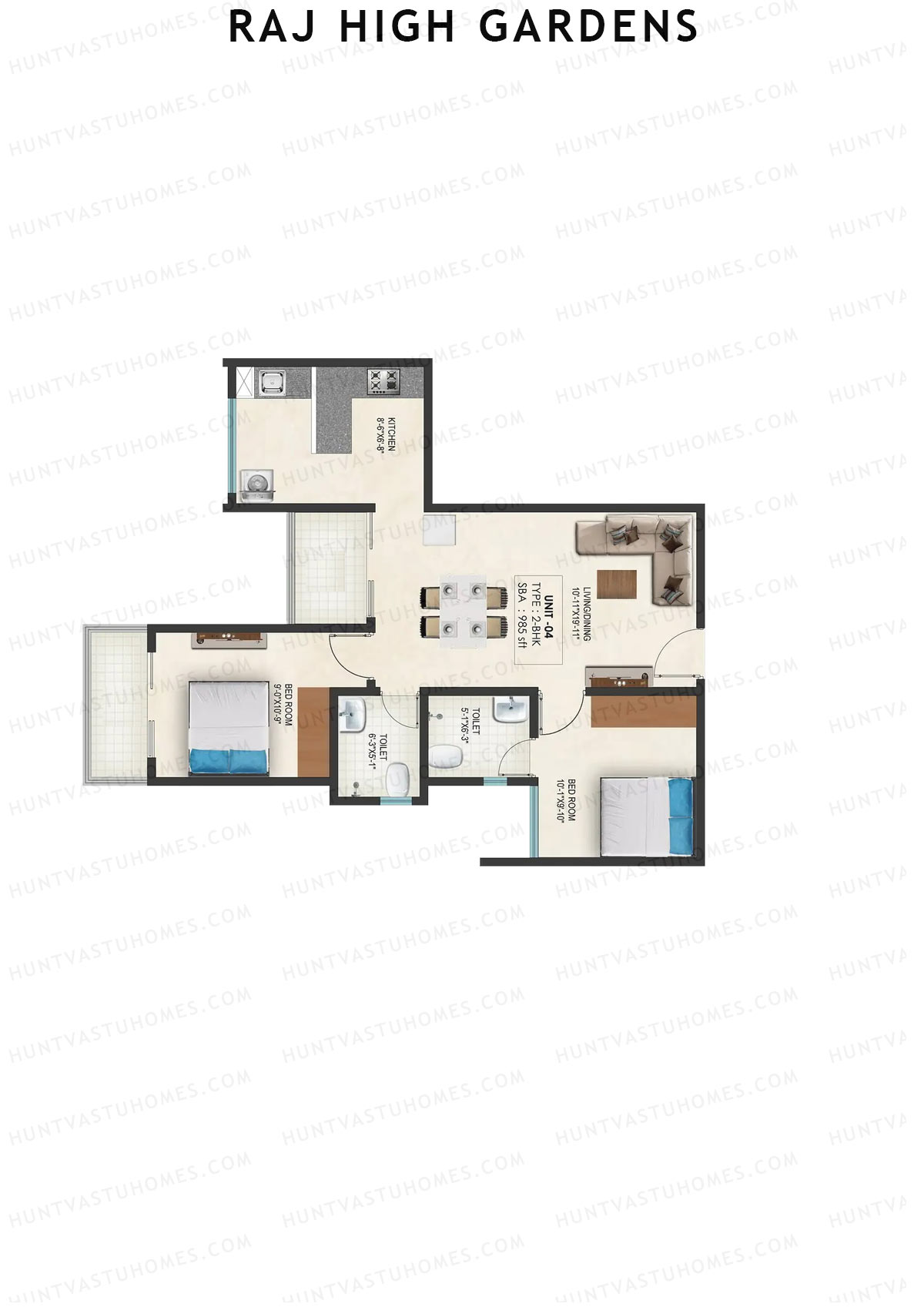 Raj High Gardens Wing C Unit 4  Floor Plan