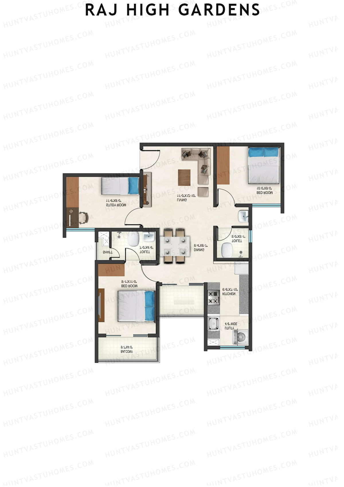 Raj High Gardens Wing D Unit 4  Floor Plan