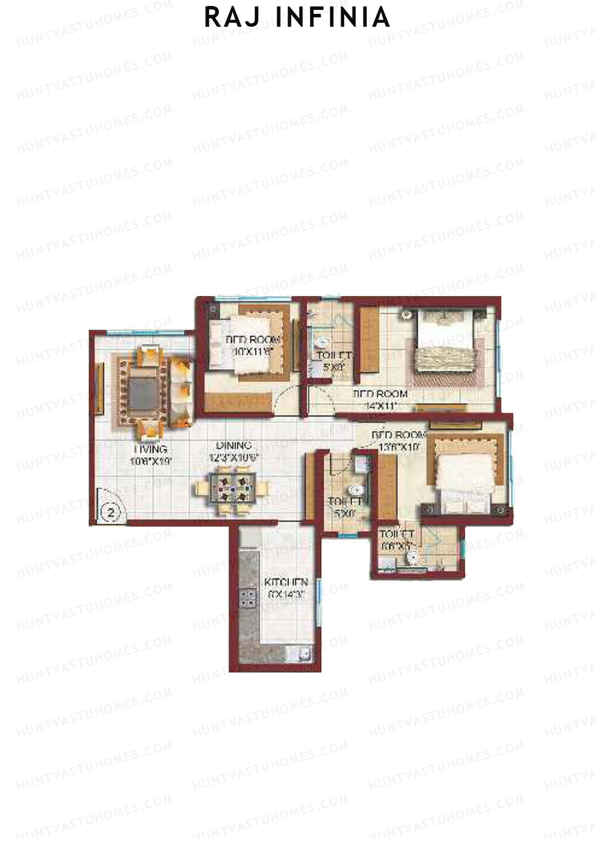 Raj Infinia Wing A Unit 2 Floor Plan