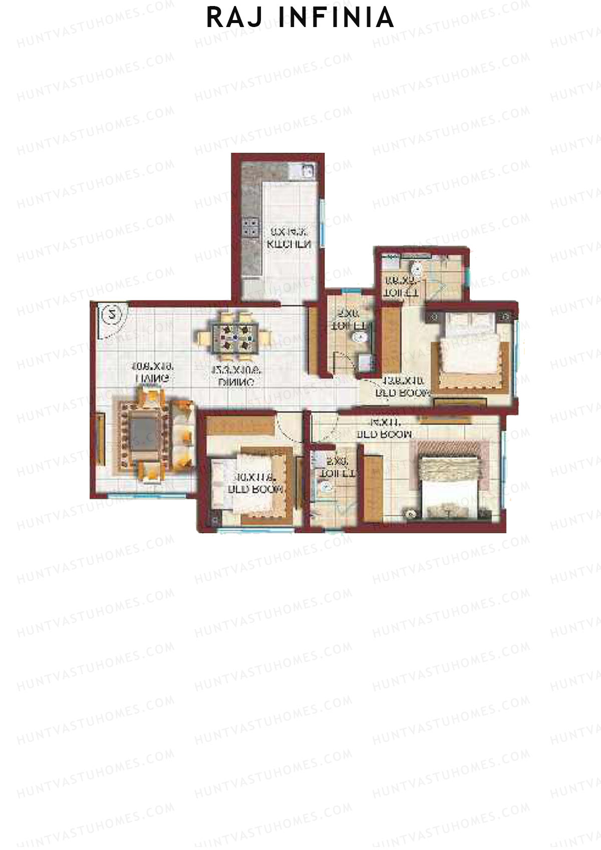 Raj Infinia Wing A Unit 3 Floor Plan