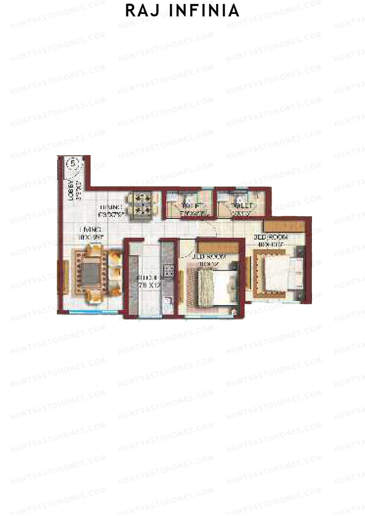 Raj Infinia Wing B Unit 5 Floor Plan