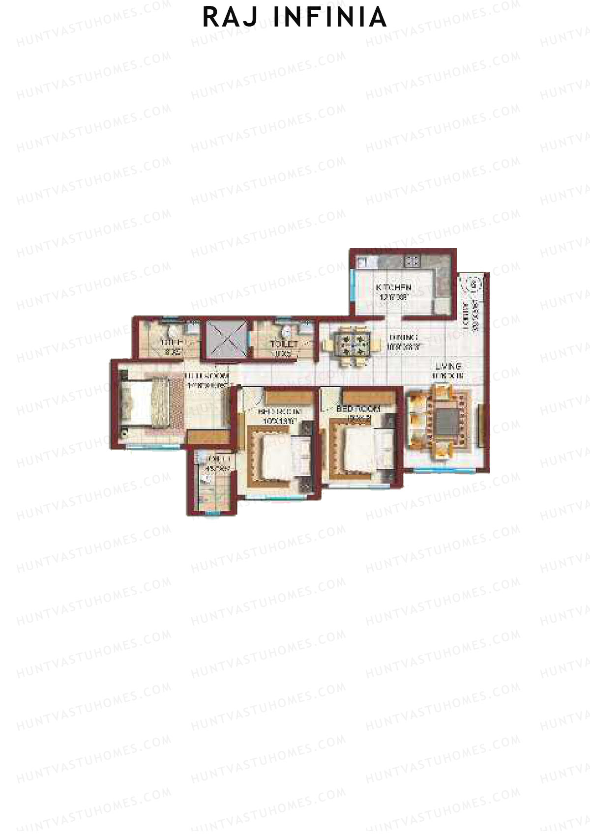 Raj Infinia Wing B Unit 6 Floor Plan