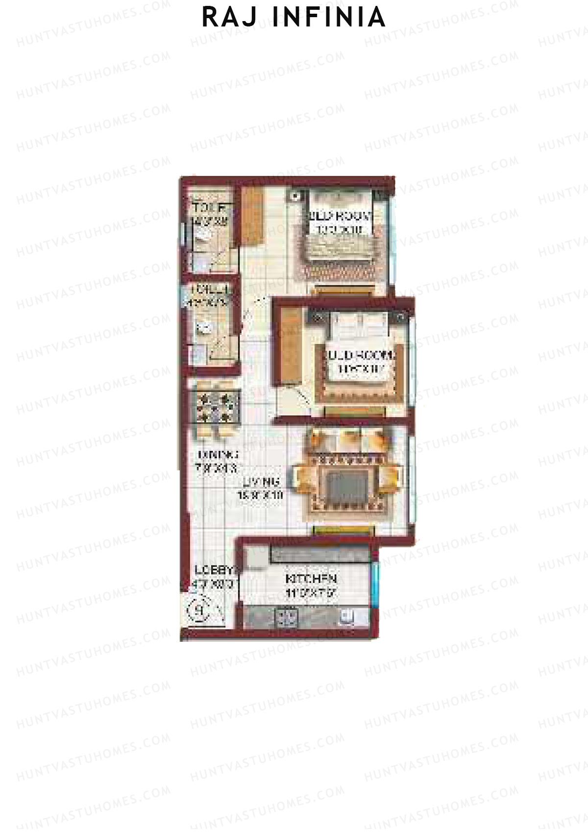 Raj Infinia Wing B Unit 9 Floor Plan