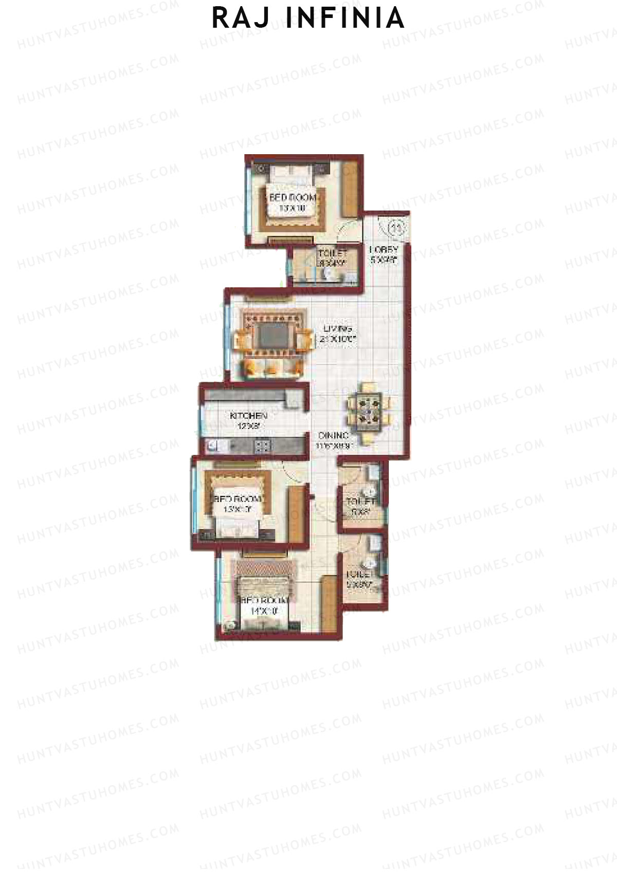 Raj Infinia Wing C Unit 11 Floor Plan