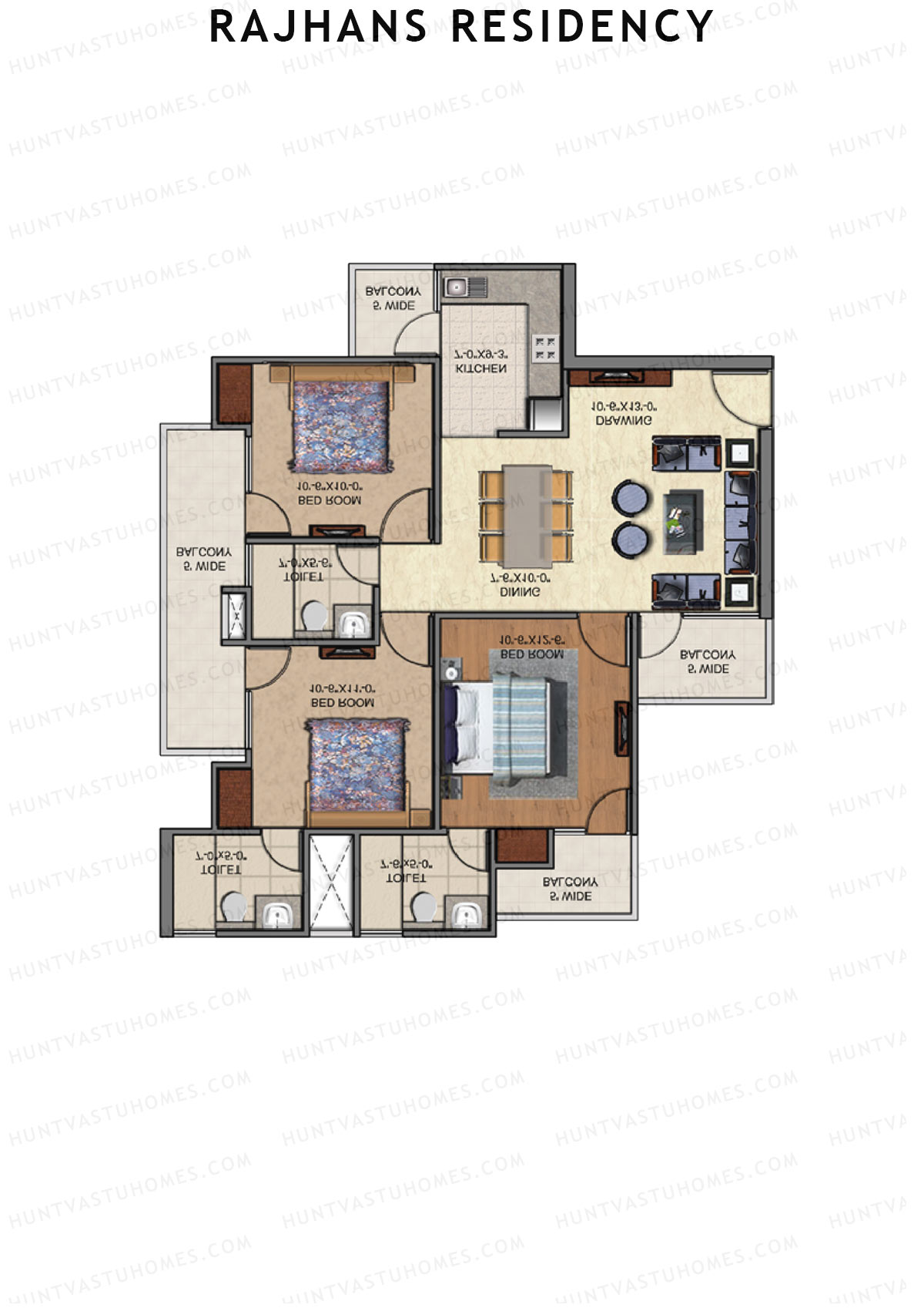 Rajhans Residency Block G Unit 4 (Type 1) Floor Plan