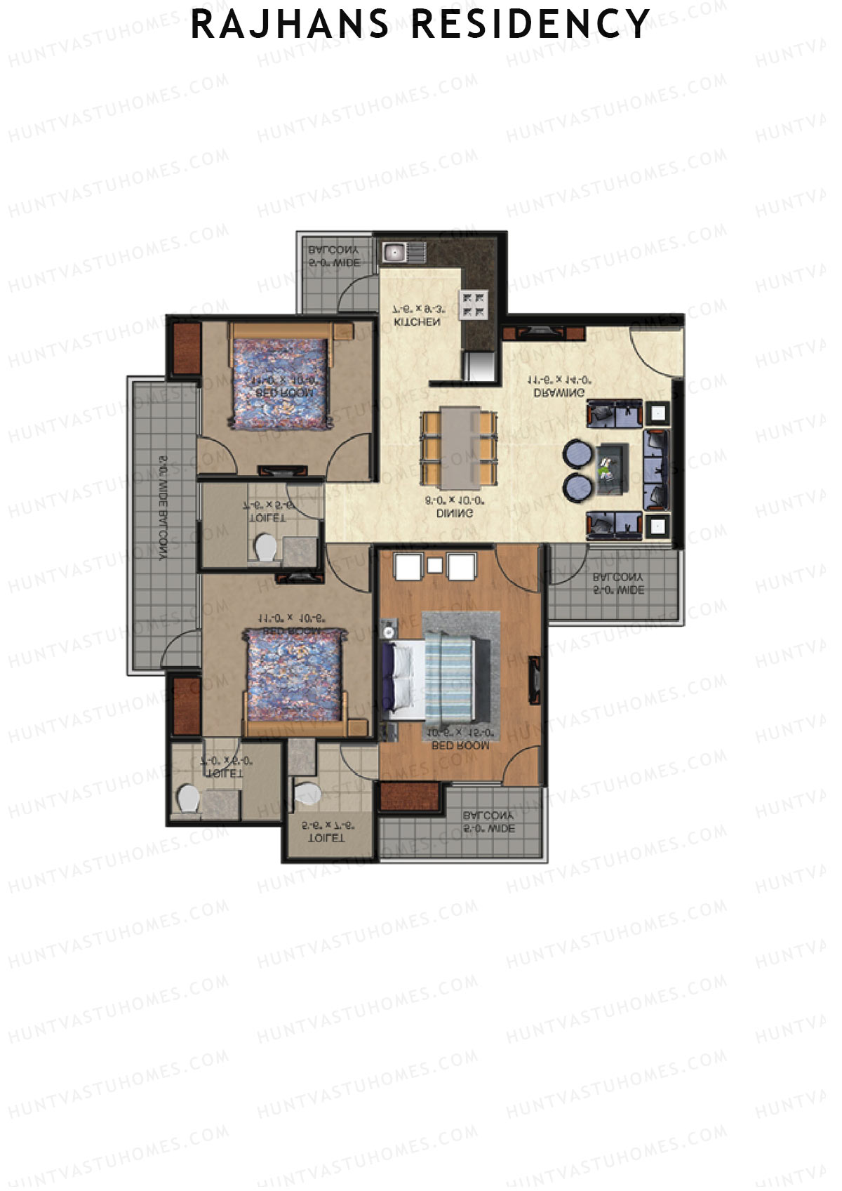 Rajhans Residency Block J Unit 2 (Type 2) Floor Plan