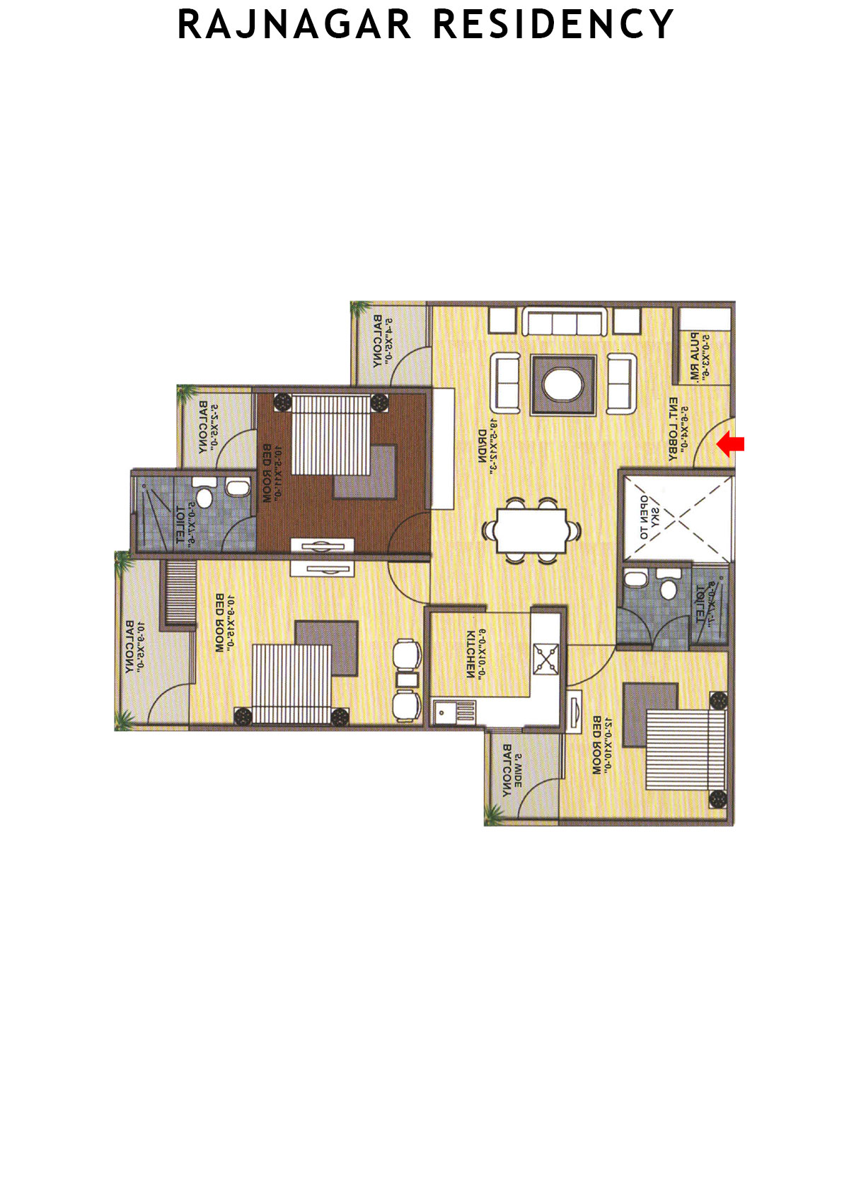 Rajnagar Residency Block 2 Unit 5 (Type  3) Floor Plan