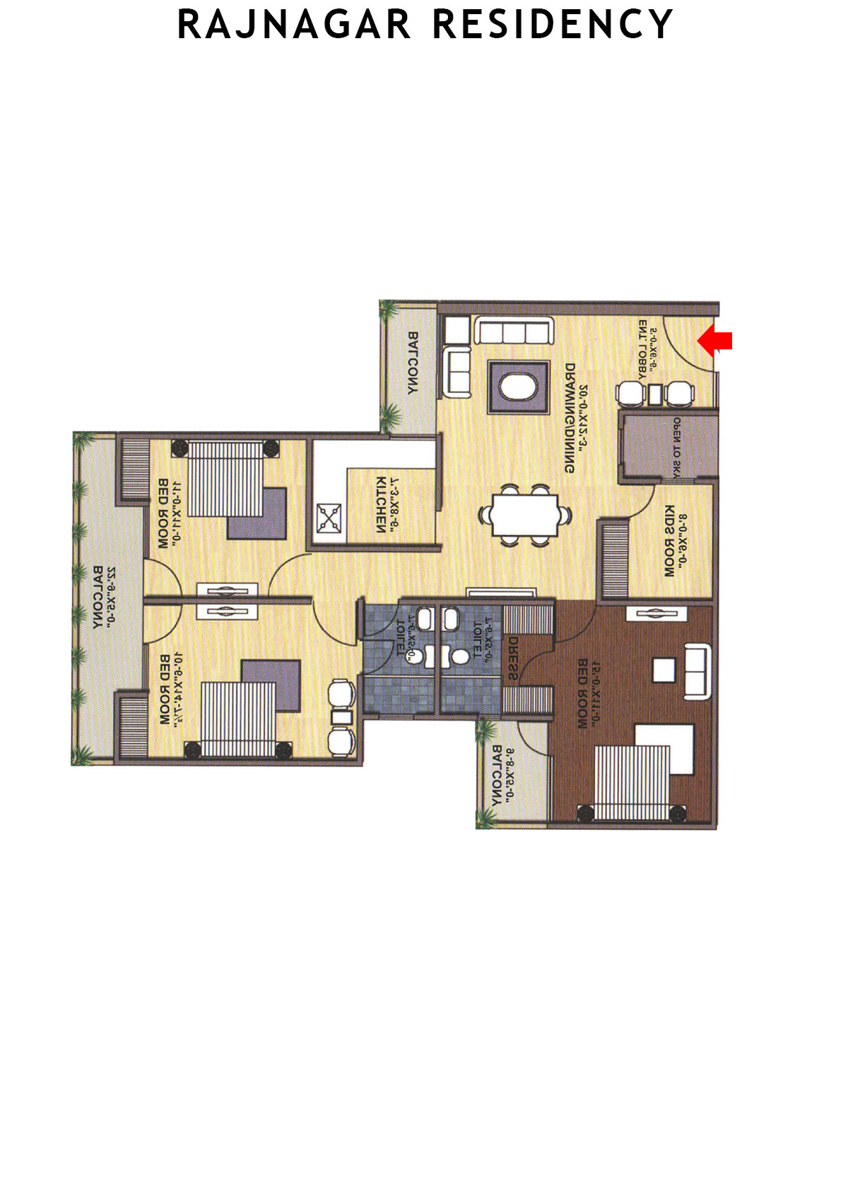 Rajnagar Residency Block 3 Unit 3 (Type  2) Floor Plan