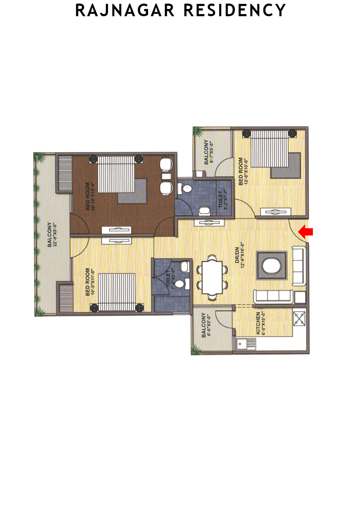 Rajnagar Residency Block 3A Unit 1A (Type  4) Floor Plan