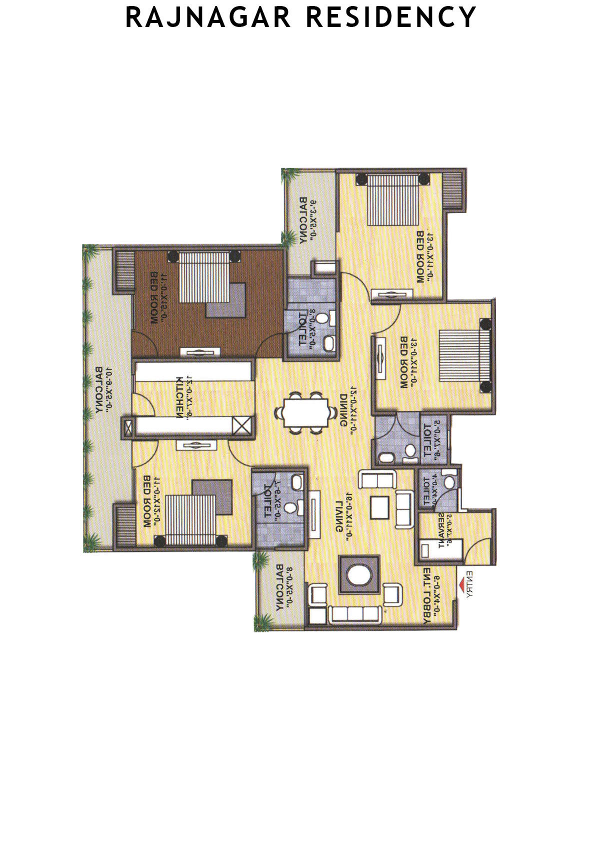 Rajnagar Residency Block 3A Unit 3A (Type  1) Floor Plan