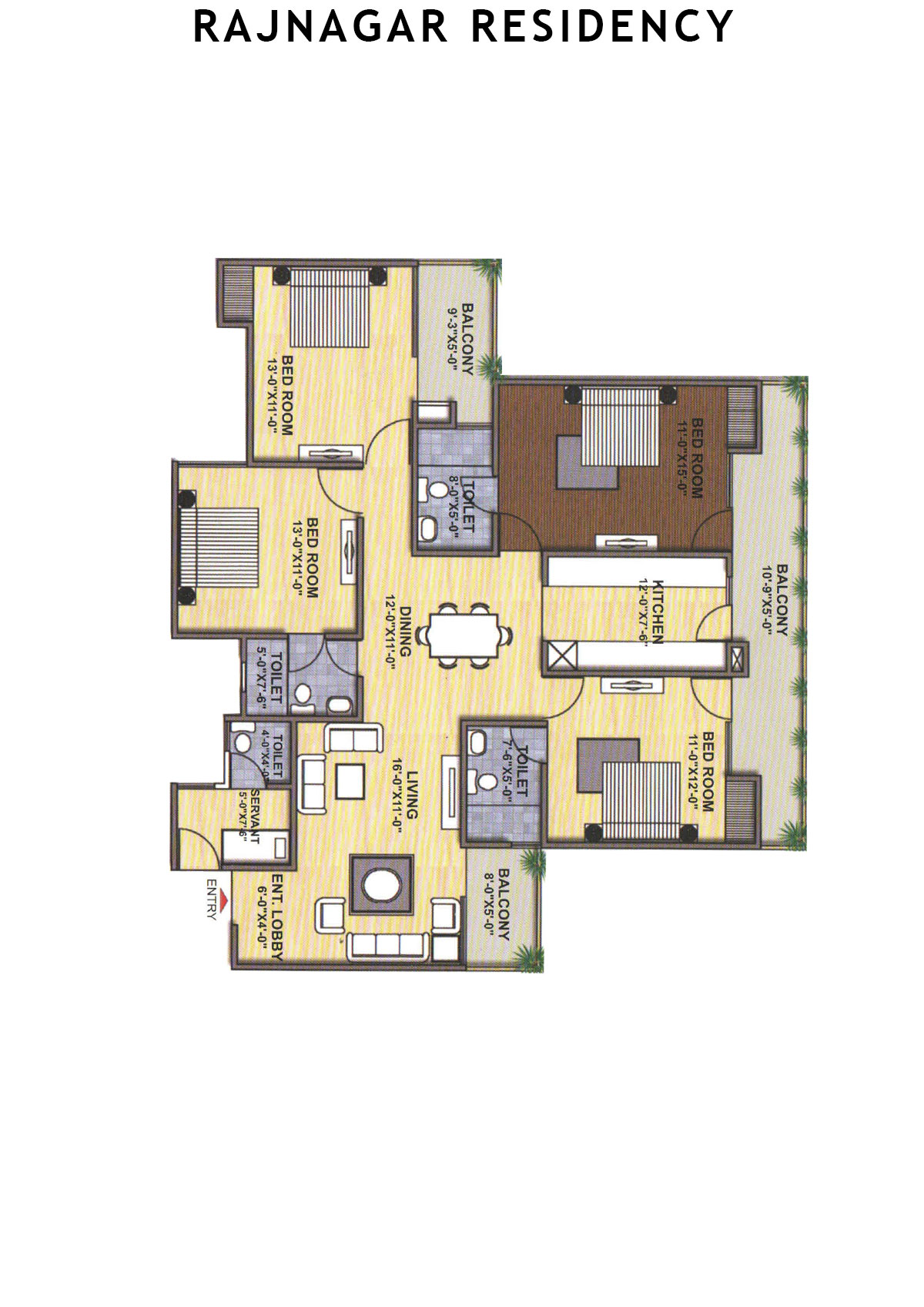 Rajnagar Residency Block 3A Unit 4A (Type  1) Floor Plan