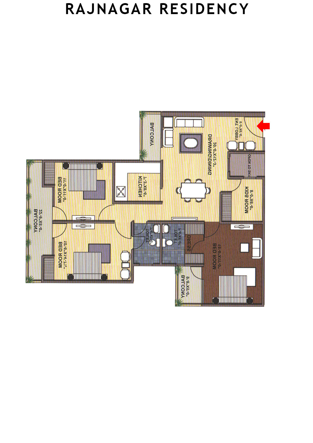 Rajnagar Residency Block 5 Unit 1 (Type  2) Floor Plan